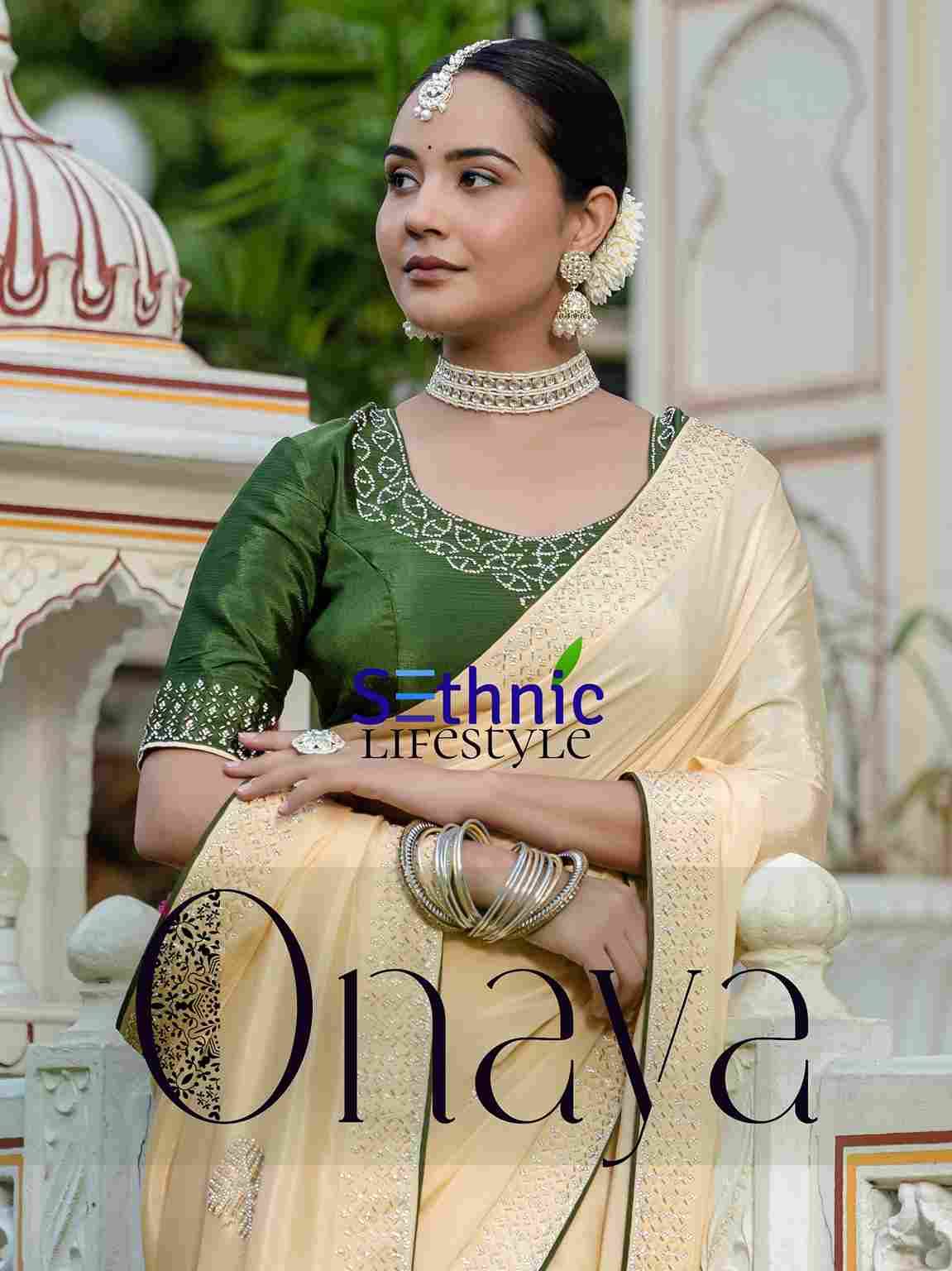Onaya By Sethnic 81001 To 81002 Series Indian Traditional Wear Collection Beautiful Stylish Fancy Colorful Party Wear & Occasional Wear Chinnon Sarees At Wholesale Price