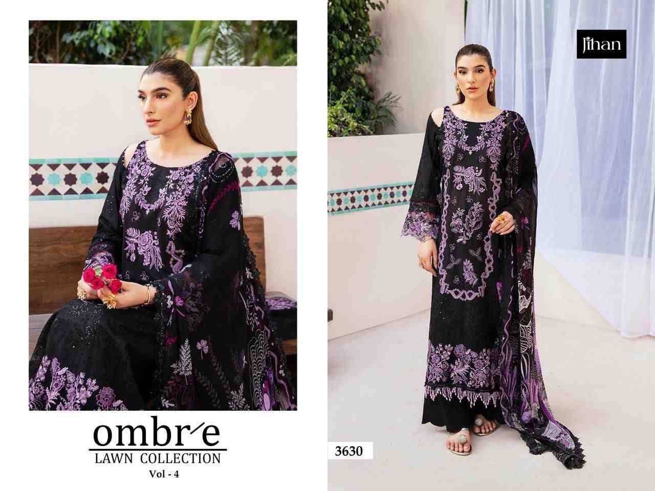 Ombre Lawn Collection Vol-4 By Jihan 3629 To 3632 Series Designer Pakistani Suits Beautiful Fancy Stylish Colorful Party Wear & Occasional Wear Cotton Dresses At Wholesale Price