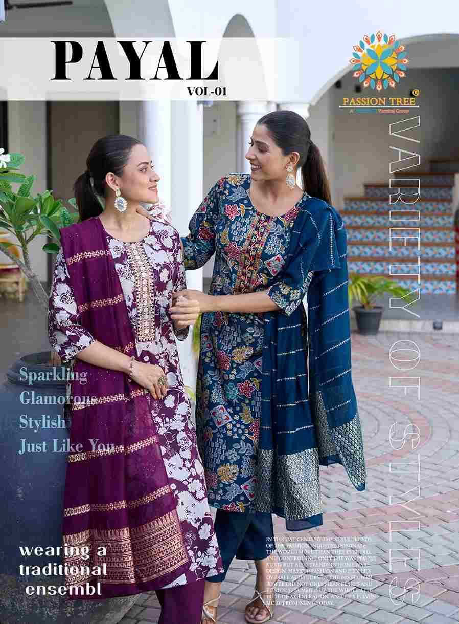 Payal Vol-1 By Passion Tree 1001 To 1008 Series Beautiful Festive Suits Colorful Stylish Fancy Casual Wear & Ethnic Wear Vertican Print Dresses At Wholesale Price