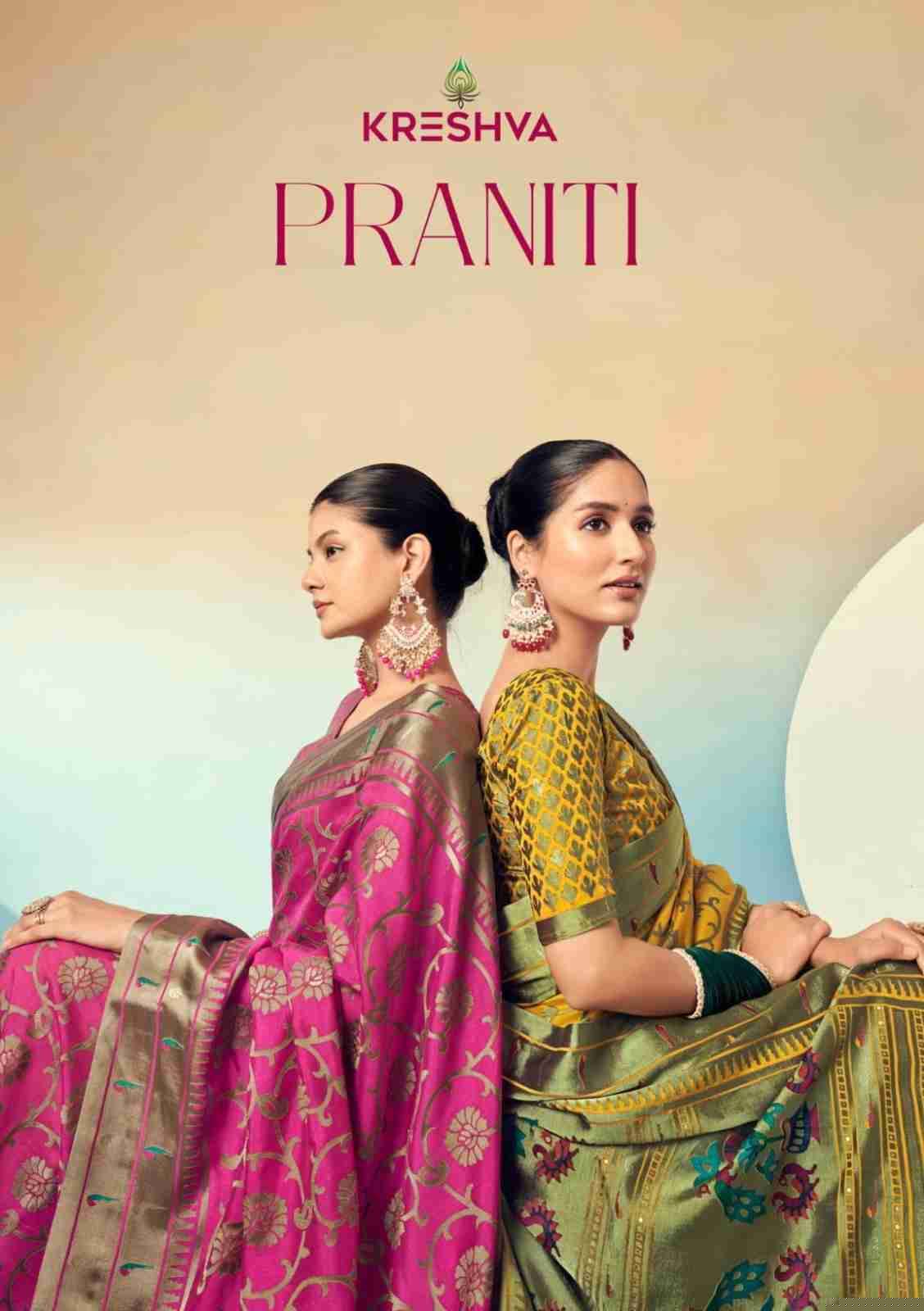 Praniti By Kreshva 1021 To 1024 Series Indian Traditional Wear Collection Beautiful Stylish Fancy Colorful Party Wear & Occasional Wear Georgette Sarees At Wholesale Price