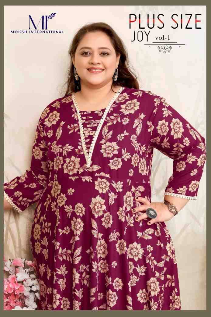 Plus Size Joy Vol-1 By Moksh International 8649 To 8652 Series Beautiful Stylish Fancy Colorful Casual Wear & Ethnic Wear Heavy Rayon Gown At Wholesale Price
