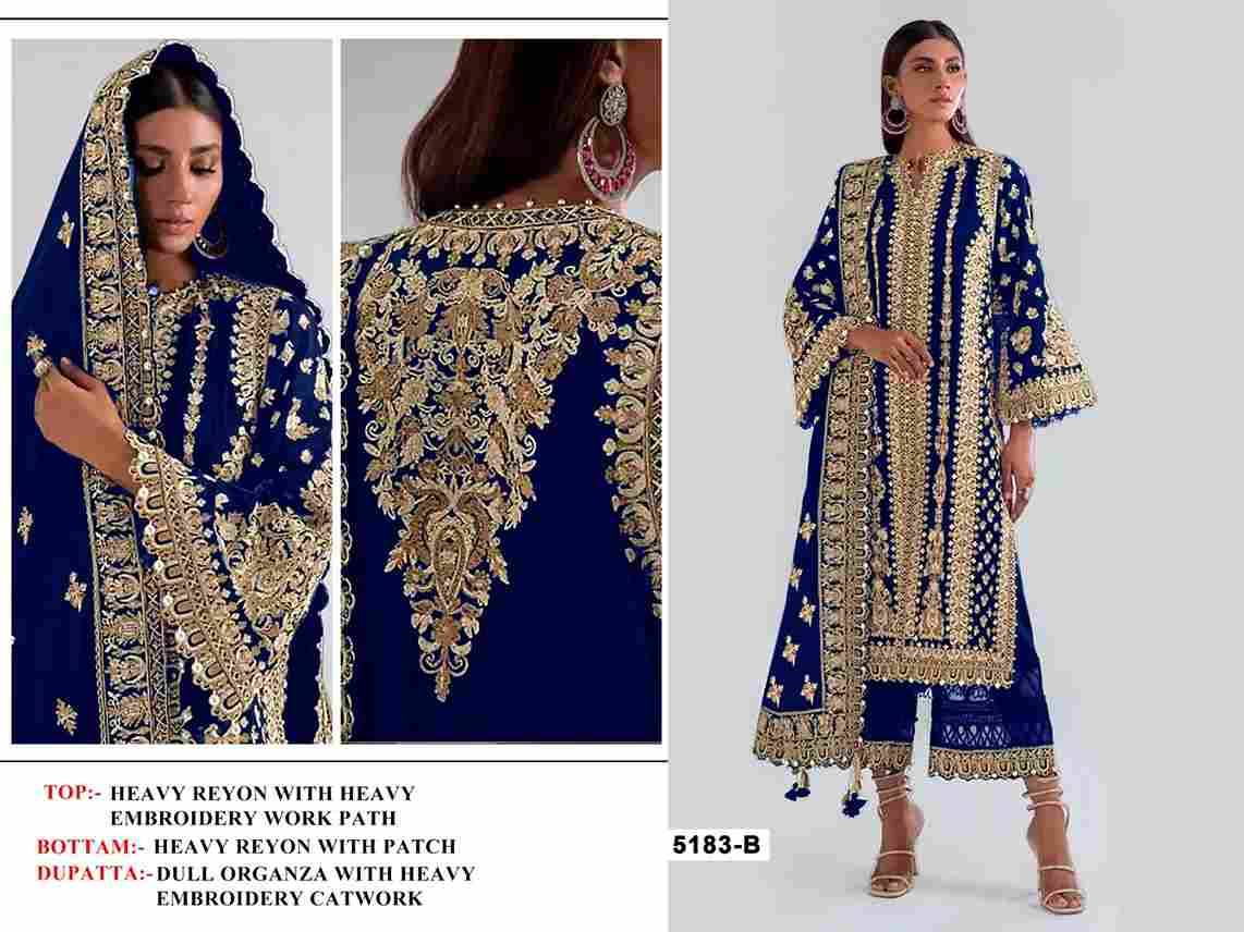 Pakistani 5183 Colours By Fashid Wholesale 5183-A To 5183-D Series Designer Pakistani Suits Beautiful Fancy Stylish Colorful Party Wear & Occasional Wear Heavy Rayon Embroidery Dresses At Wholesale Price