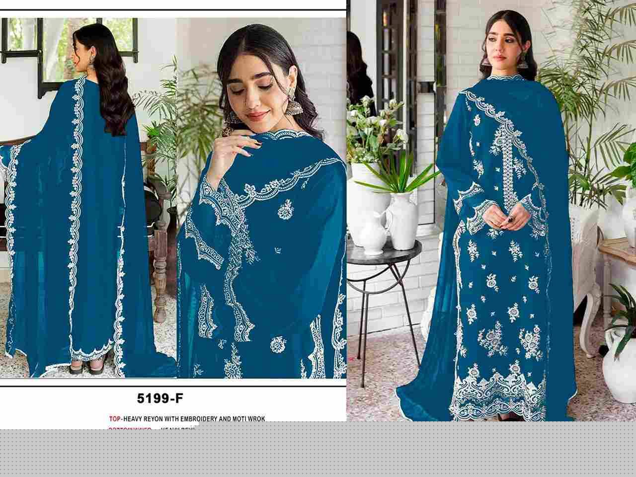 Pakistani 5199 Colours Vol-2 By Fashid Wholesale 5199-E To 5199-H Series Designer Pakistani Suits Beautiful Fancy Stylish Colorful Party Wear & Occasional Wear Heavy Rayon Embroidery Dresses At Wholesale Price