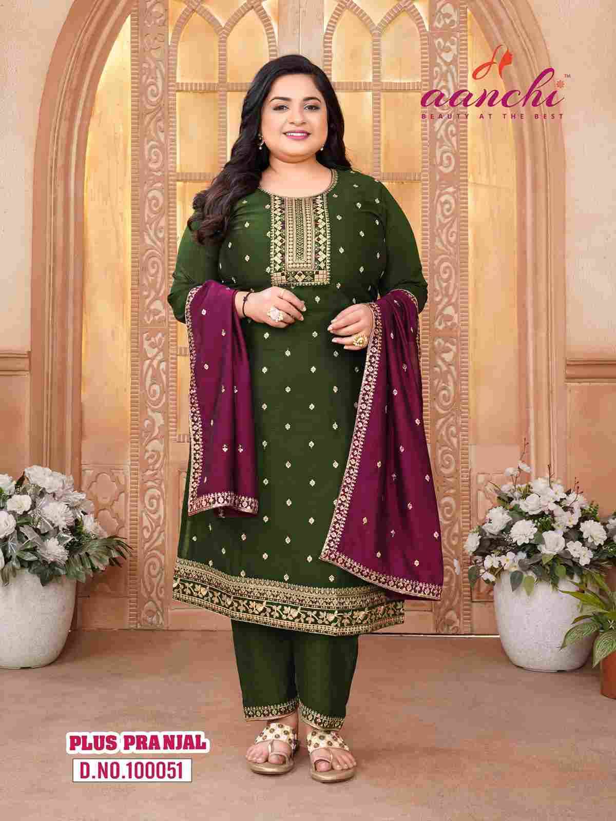 Plus Pranjal By Aanchi 100050 To 100053 Series Beautiful Festive Suits Colorful Stylish Fancy Casual Wear & Ethnic Wear Vichitra Silk Print Dresses At Wholesale Price