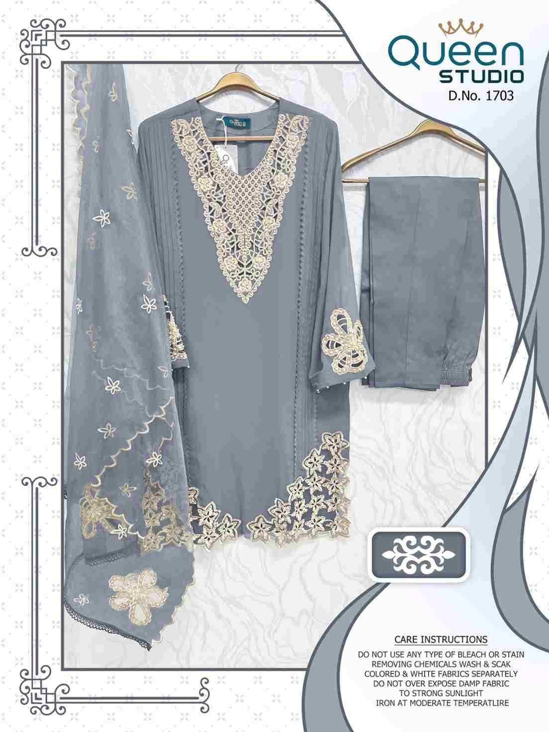 Queen 1703 Colours By Queen Studio 1703-A To 1703-D Series Beautiful Pakistani Suits Colorful Stylish Fancy Casual Wear & Ethnic Wear Faux Georgette Dresses At Wholesale Price