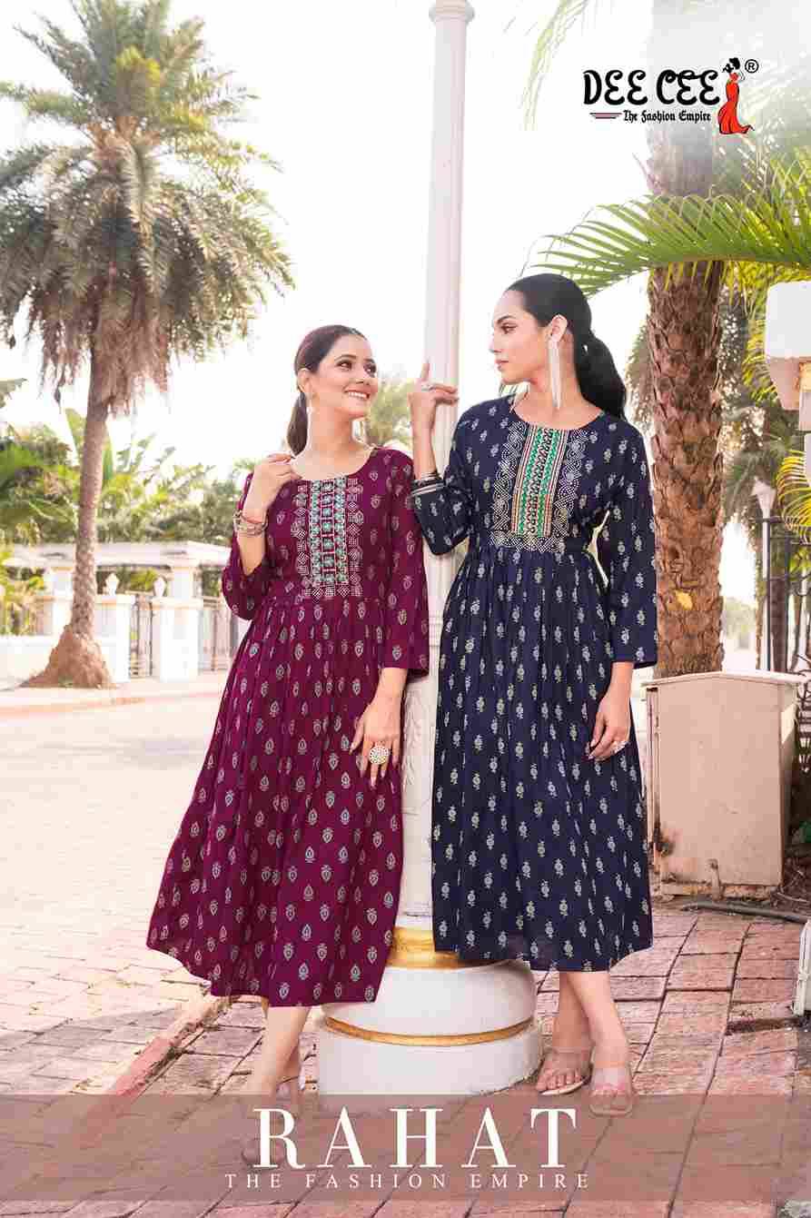 Rahat By Dee Cee 101 To 106 Series Designer Stylish Fancy Colorful Beautiful Party Wear & Ethnic Wear Collection Rayon Kurtis At Wholesale Price