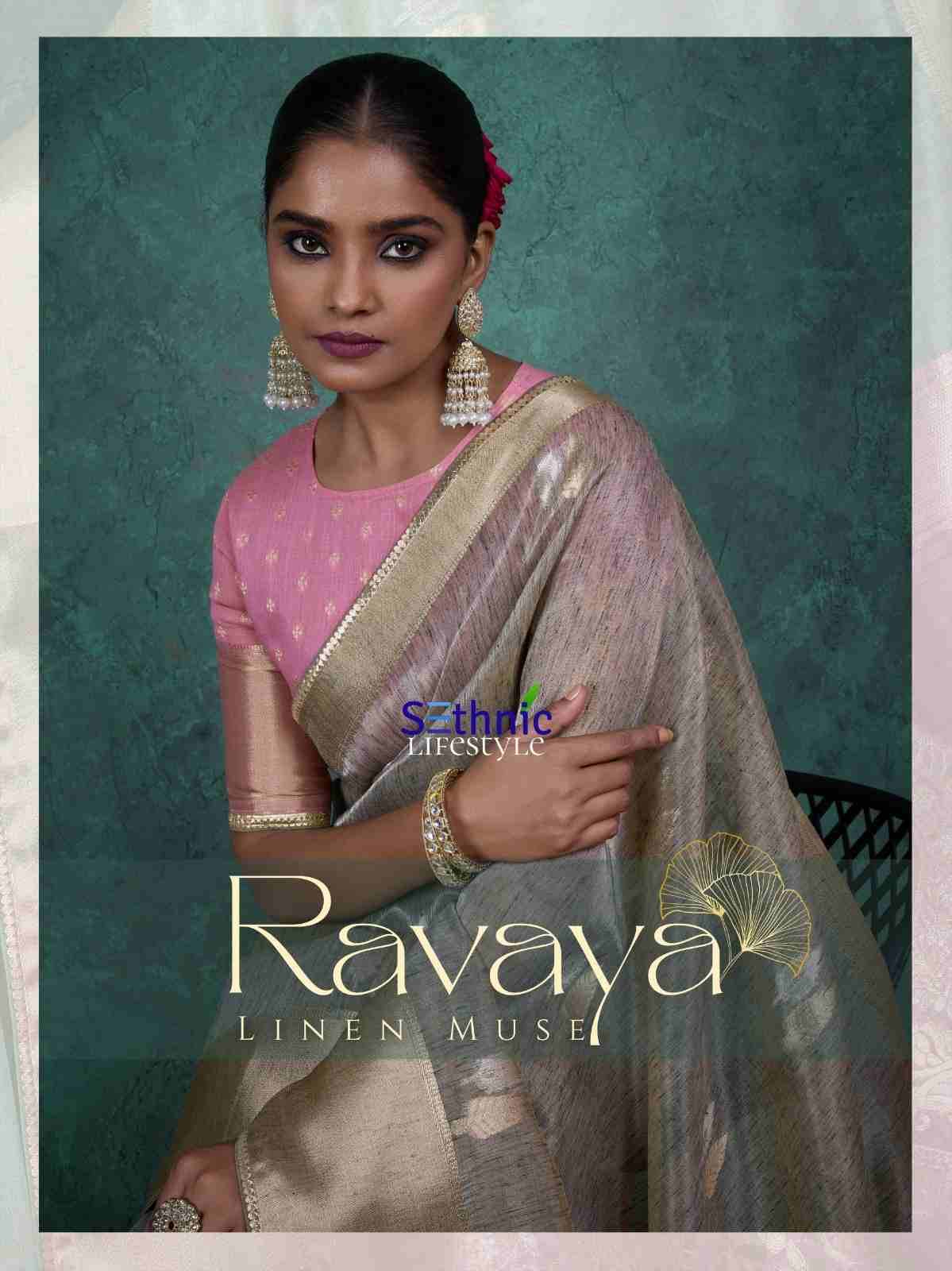 Ravaya By Sethnic 86001 To 86004 Series Indian Traditional Wear Collection Beautiful Stylish Fancy Colorful Party Wear & Occasional Wear Linen Sarees At Wholesale Price