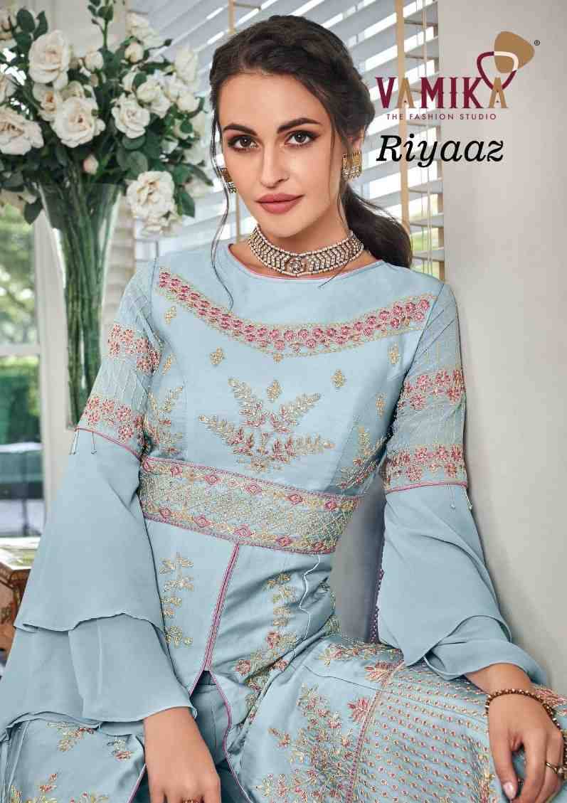 Riyaaz Nx By Vamika Beautiful Sharara Suits Colorful Stylish Fancy Casual Wear & Ethnic Wear Faux Georgette Embroidered Dresses At Wholesale Price