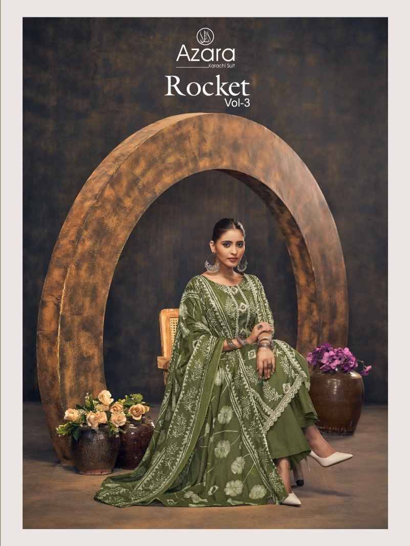 Rocket Vol-3 By Azara 37001 To 37004 Series Beautiful Festive Suits Stylish Fancy Colorful Casual Wear & Ethnic Wear Pure Jam Cotton Print Dresses At Wholesale Price