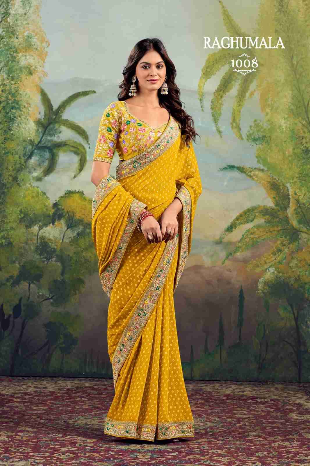 Raghumala By Stavan 1001 To 1010 Series Indian Traditional Wear Collection Beautiful Stylish Fancy Colorful Party Wear & Occasional Wear Heavy Georgette Sarees At Wholesale Price