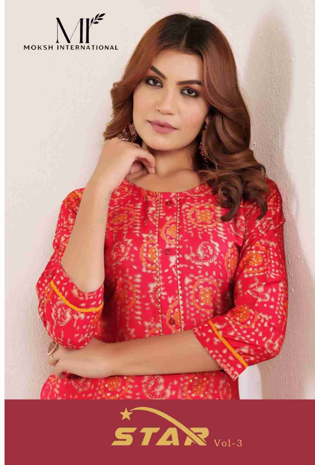 Star Vol-3 By Moksh International 5118 To 5121 Series Designer Stylish Fancy Colorful Beautiful Party Wear & Ethnic Wear Collection Viscose Muslin Kurtis At Wholesale Price