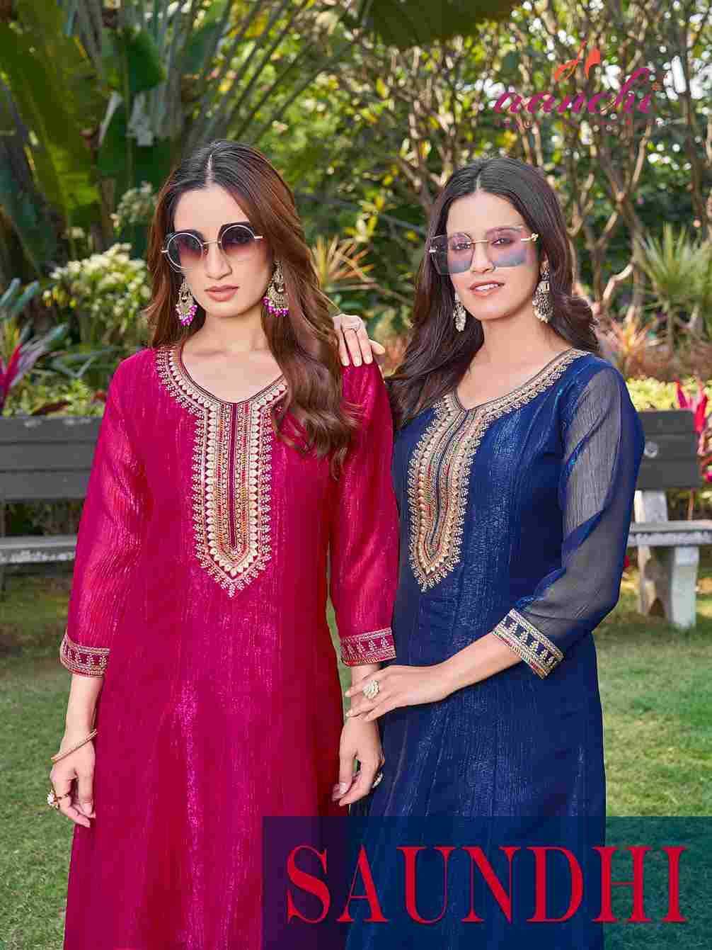 Saundhi By Aanchi 101 To 104 Series Designer Stylish Fancy Colorful Beautiful Party Wear & Ethnic Wear Collection Crunchy Kurtis At Wholesale Price