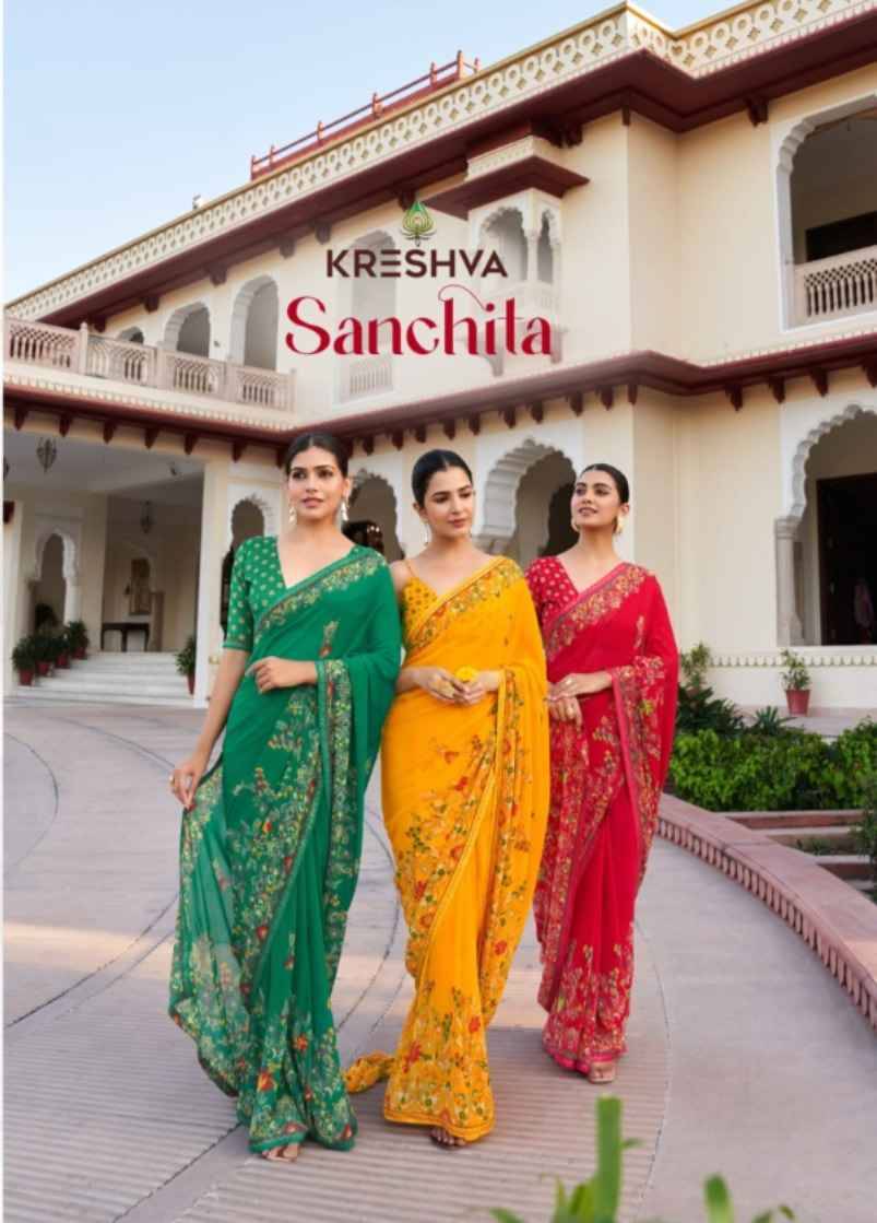 Sanchita By Kreshva 2081 To 2084 Series Indian Traditional Wear Collection Beautiful Stylish Fancy Colorful Party Wear & Occasional Wear Georgette Sarees At Wholesale Price