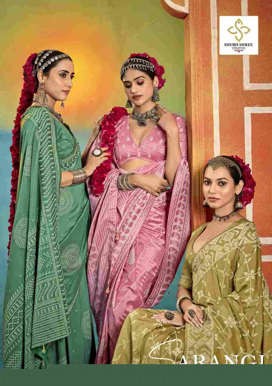 Sarangi By Shubh Saree 1001 To 1012 Series Indian Traditional Wear Collection Beautiful Stylish Fancy Colorful Party Wear & Occasional Wear Velvet Tussar Silk Sarees At Wholesale Price
