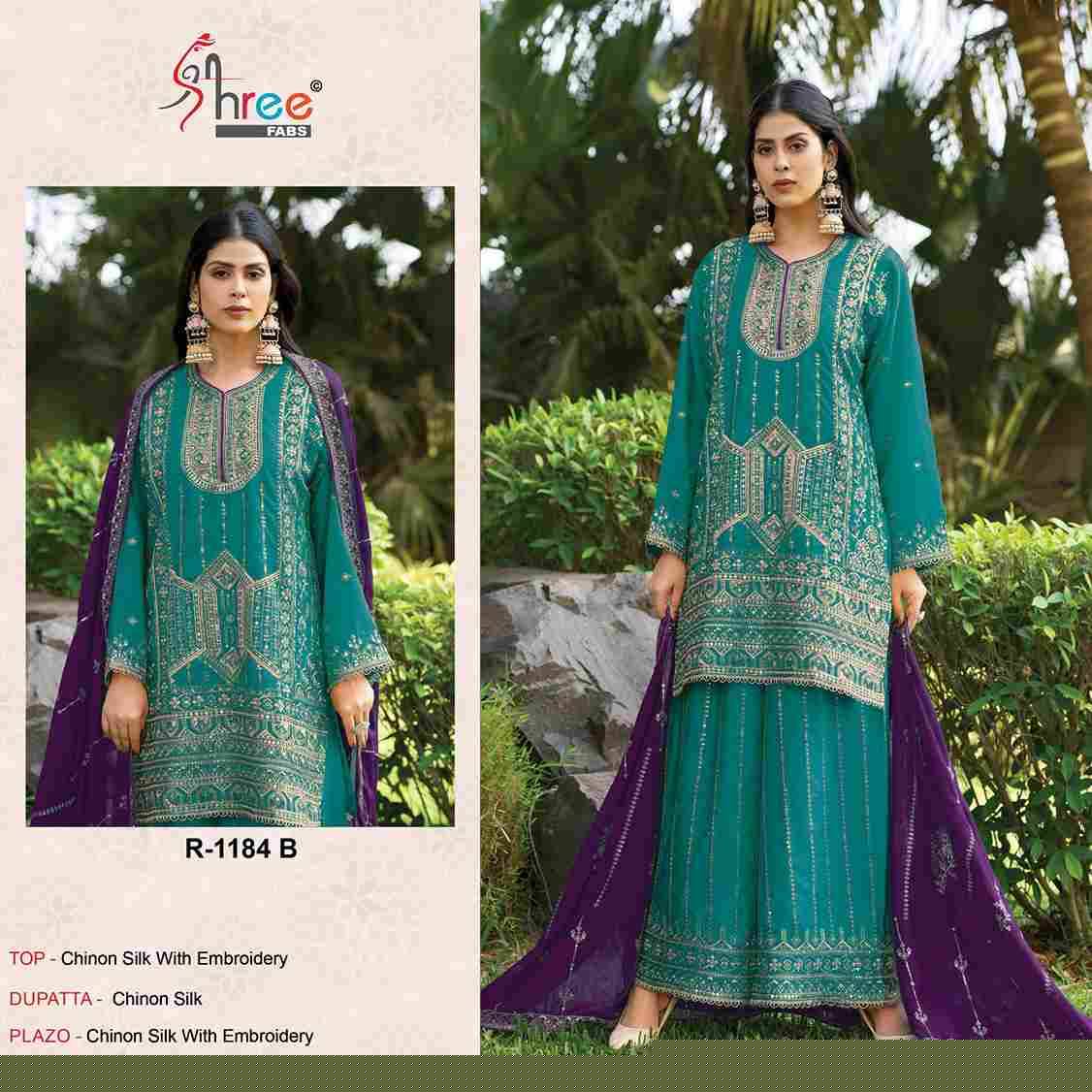 Shree Fabs Hit Design R-1184 Colours By Shree Fabs R-1184-A To R-1184-D Series Beautiful Pakistani Suits Stylish Fancy Colorful Party Wear & Occasional Wear Chinnon Silk Embroidered Dresses At Wholesale Price