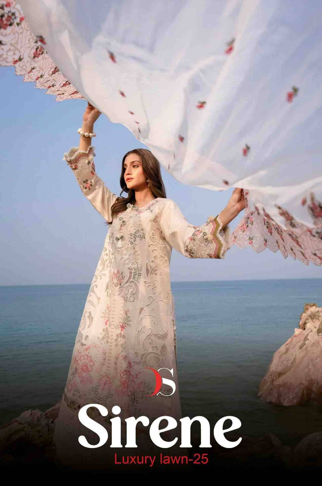 Sirene Luxury Lawn-25 By Deepsy Suits 1141 To 1146 Series Designer Pakistani Suits Beautiful Stylish Fancy Colorful Party Wear & Occasional Wear Pure Cotton Embroidered Dresses At Wholesale Price