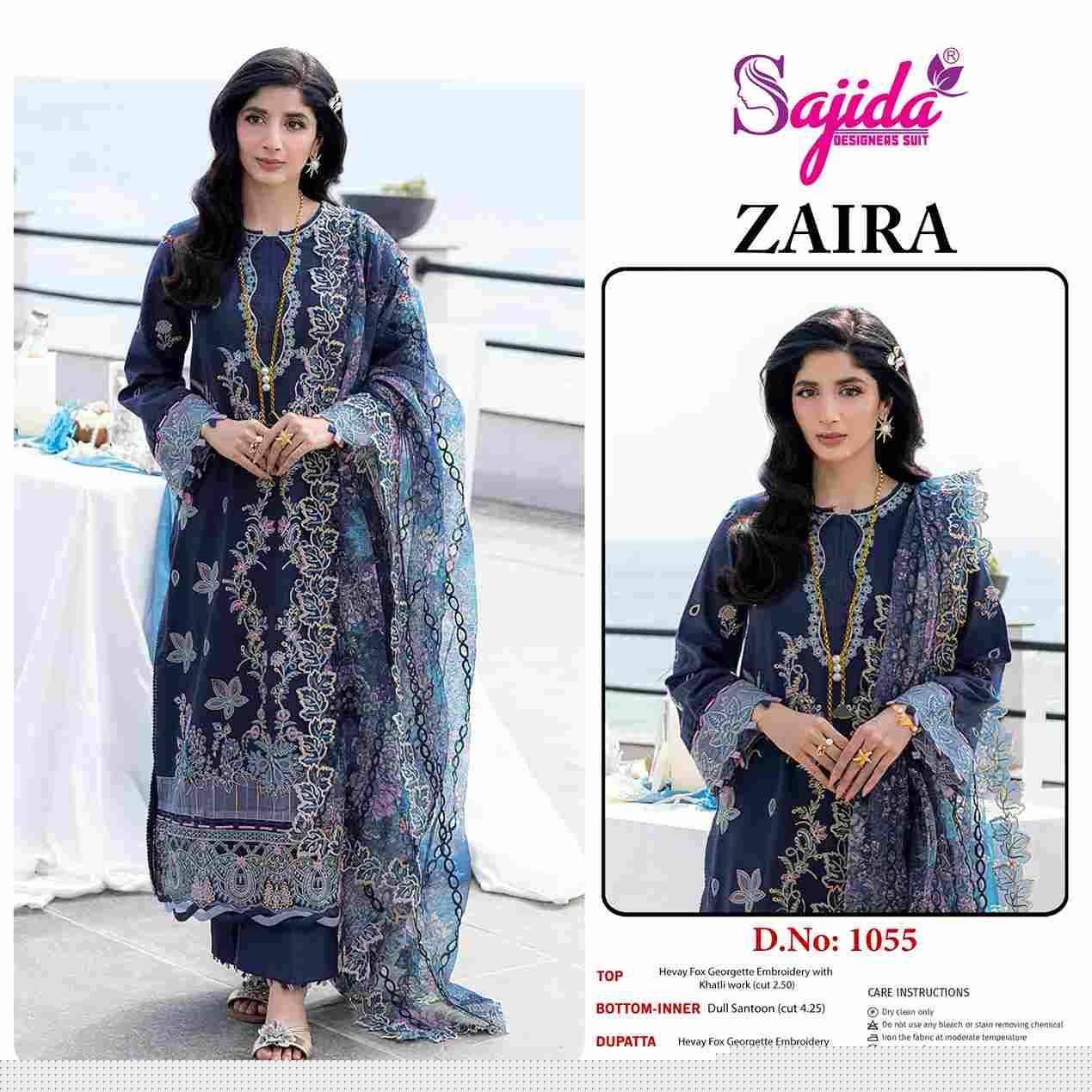 Sajida Hit Design 1055 By Sajida Designer Suits Beautiful Pakistani Suits Colorful Stylish Fancy Casual Wear & Ethnic Wear Heavy Faux Georgette Embroidered Dresses At Wholesale Price