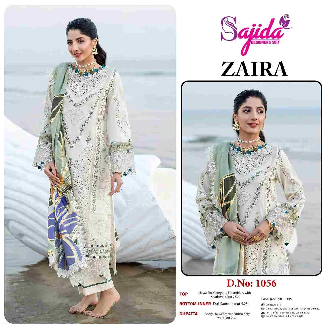 Sajida Hit Design 1056 By Sajida Designer Suits Beautiful Pakistani Suits Colorful Stylish Fancy Casual Wear & Ethnic Wear Heavy Faux Georgette Embroidered Dresses At Wholesale Price