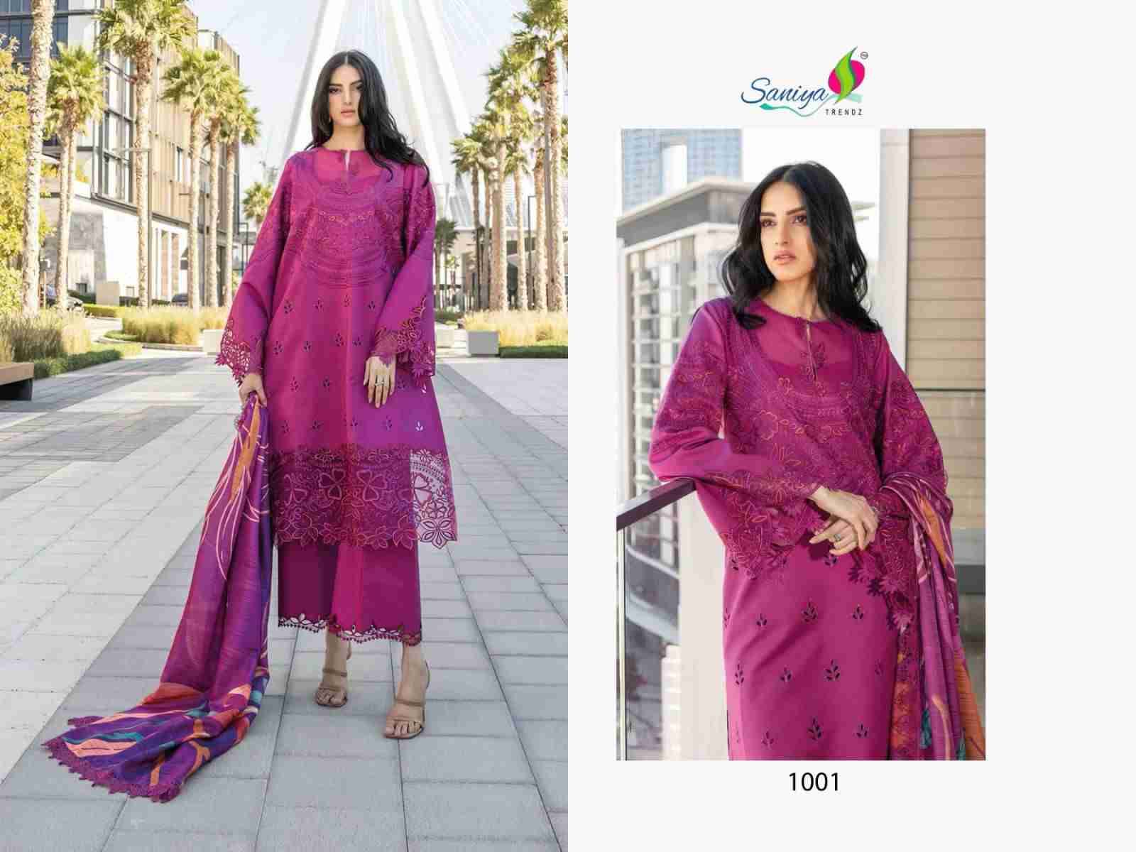 Saniya Trendz Hit Design 1001 By Saniya Trendz Beautiful Pakistani Suits Colorful Stylish Fancy Casual Wear & Ethnic Wear Cotton Embroidered Dresses At Wholesale Price