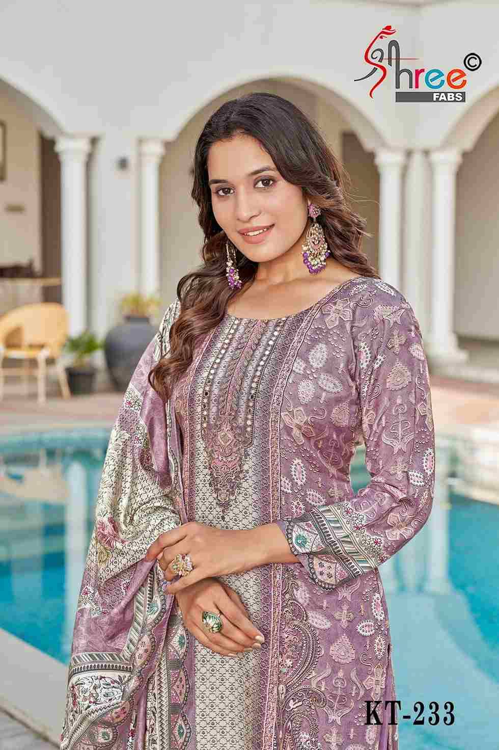 Shree Fabs Hit Design KT-233 Colours By Shree Fabs KT-233 To KT-233-C Series Designer Pakistani Suits Beautiful Fancy Stylish Colorful Party Wear & Occasional Wear Pure Viscose Muslin Embroidery Dresses At Wholesale Price