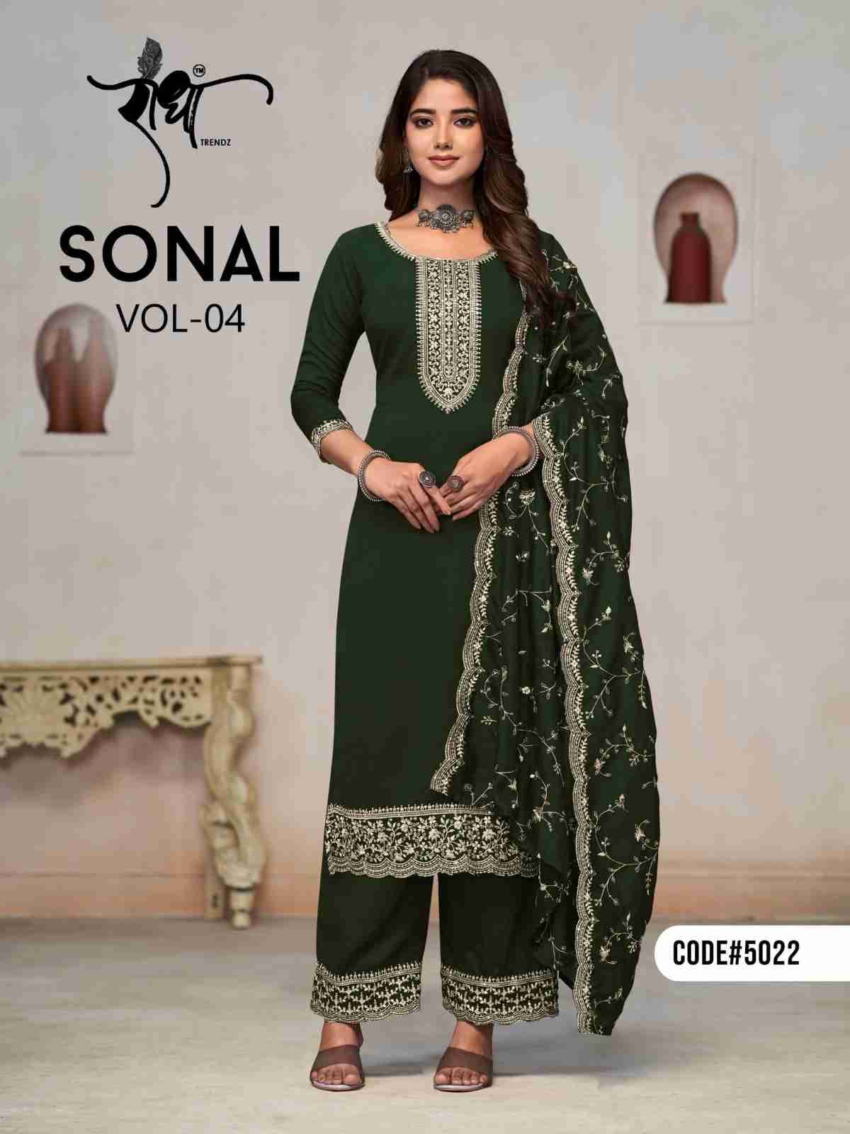 Sonal Vol-4 By Radha Trendz 5021 To 5024 Series Designer Festive Suits Collection Beautiful Stylish Fancy Colorful Party Wear & Occasional Wear Pure Vichitra Dresses At Wholesale Price