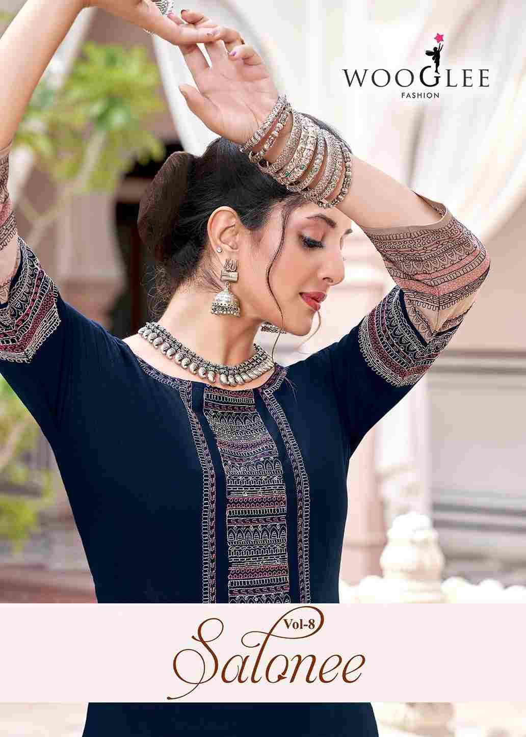 Salonee Vol-8 By Wooglee 3037 To 3042 Series Designer Stylish Fancy Colorful Beautiful Party Wear & Ethnic Wear Collection Rayon With Work Kurtis At Wholesale Price
