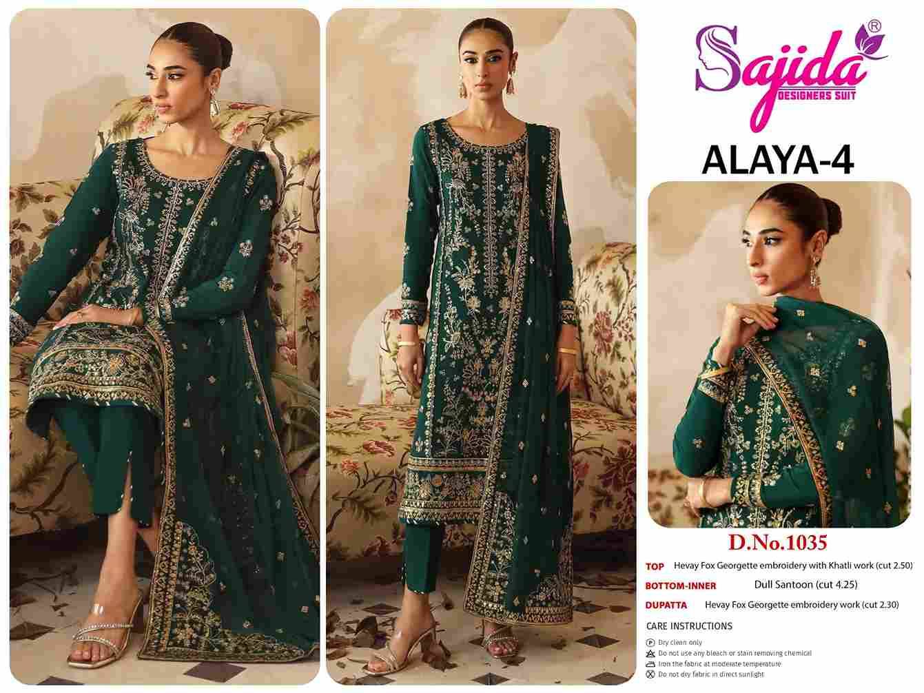 Sajida Hit Design 1035 By Sajida Designer Suits Beautiful Pakistani Suits Colorful Stylish Fancy Casual Wear & Ethnic Wear Heavy Faux Georgette Embroidered Dresses At Wholesale Price
