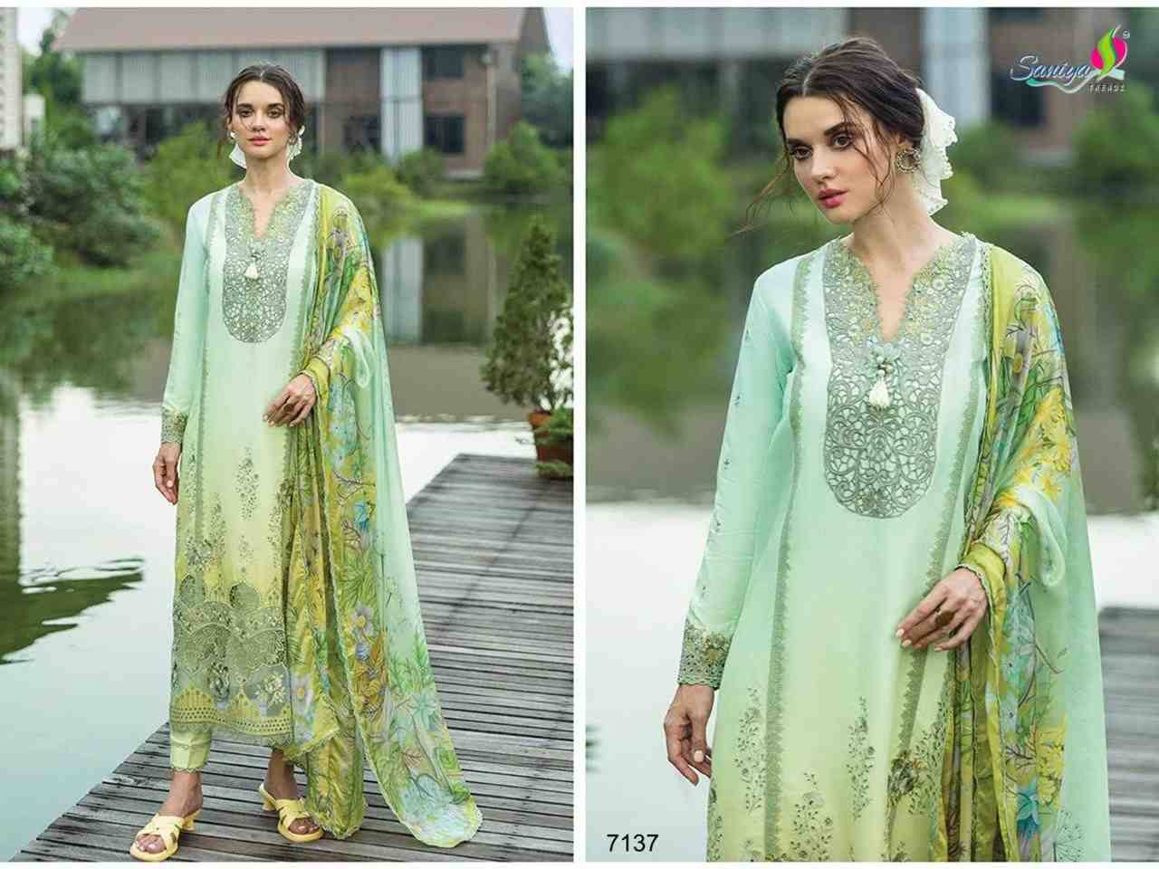 Saniya Trendz Hit Design 7137 By Saniya Trendz Beautiful Pakistani Suits Colorful Stylish Fancy Casual Wear & Ethnic Wear Pure Cotton Embroidered Dresses At Wholesale Price