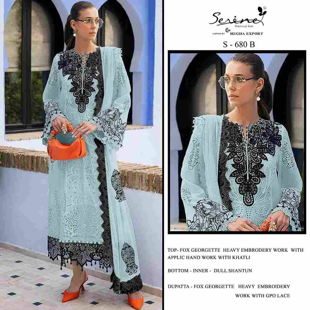 Serene Hit Design S-680 Colours By Serene S-680-A To S-680-D Series Designer Pakistani Suits Beautiful Fancy Colorful Stylish Party Wear & Occasional Wear Faux Georgette Embroidered Dresses At Wholesale Price