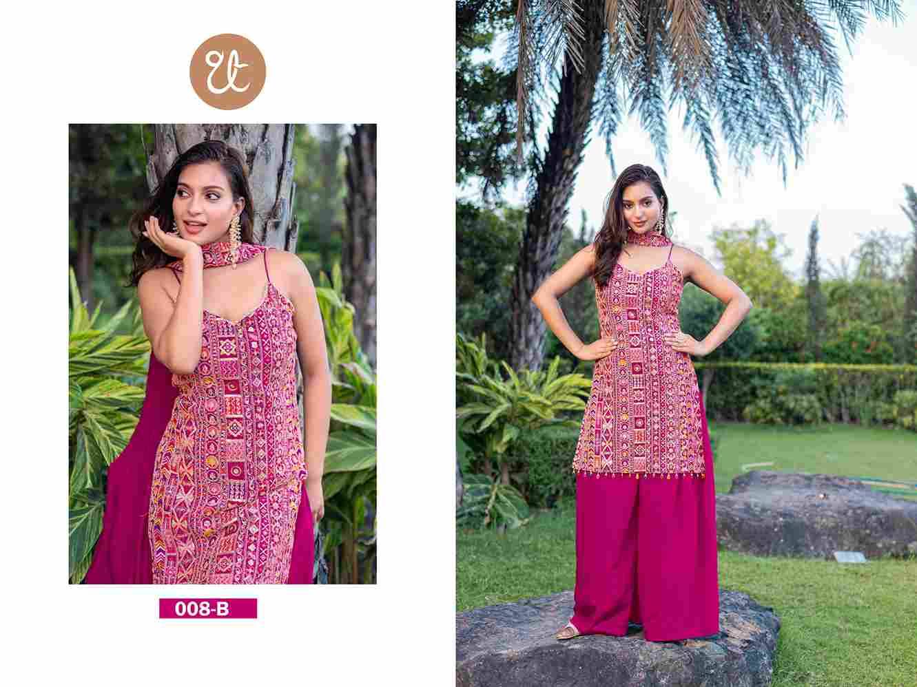 Thread Thrill 008 Colours By Thread Thrill 008-A To 008-D Series Beautiful Sharara Suits Colorful Stylish Fancy Casual Wear & Ethnic Wear Heavy Chinnon Dresses At Wholesale Price