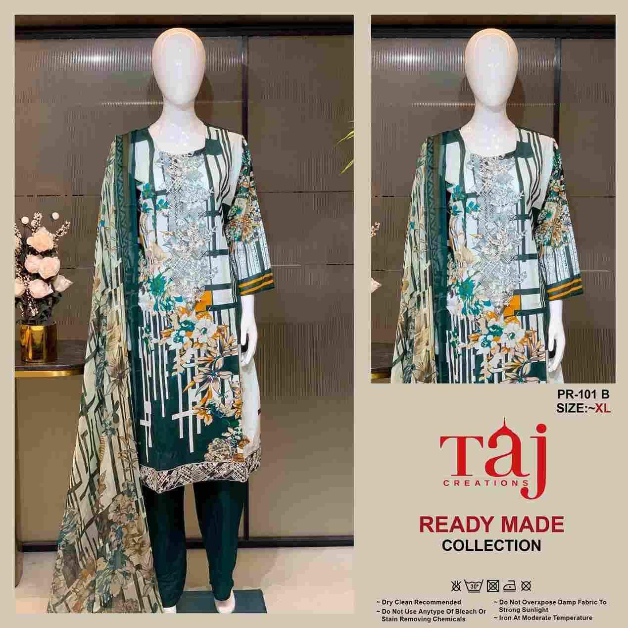 Taj 101 Colours By Taj Creation 101-A To 101-C Series Beautiful Pakistani Suits Colorful Stylish Fancy Casual Wear & Ethnic Wear Pure Cotton Print With Embroidered Dresses At Wholesale Price