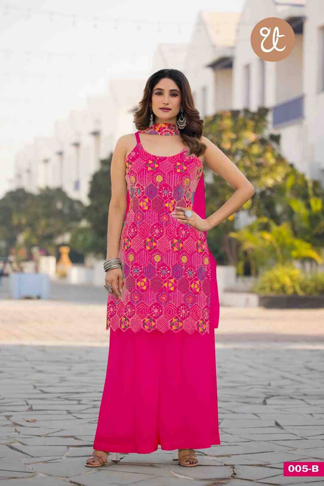 Thread Thrill 005 Colours By Thread Thrill 005-A To 005-D Series Beautiful Sharara Suits Colorful Stylish Fancy Casual Wear & Ethnic Wear Heavy Chinnon Dresses At Wholesale Price