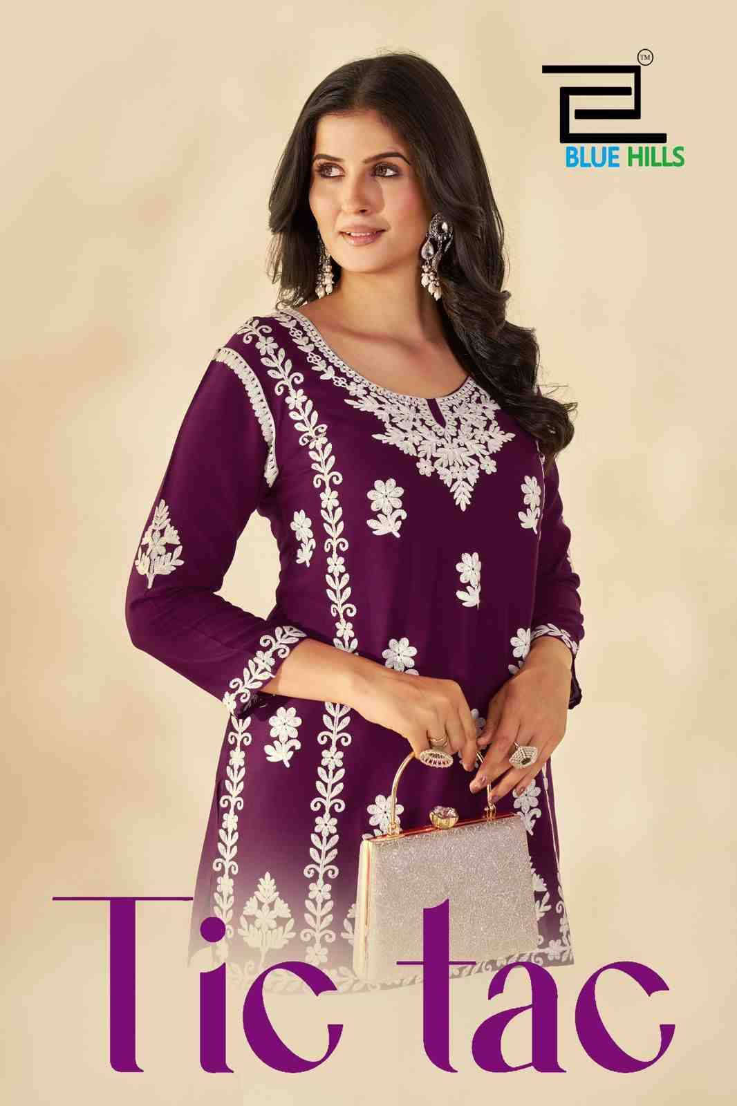 Tic Tac By Blue Hills 1001 To 1004 Series Designer Festive Suits Collection Beautiful Stylish Fancy Colorful Party Wear & Occasional Wear Rayon Kurtis With Bottom At Wholesale Price
