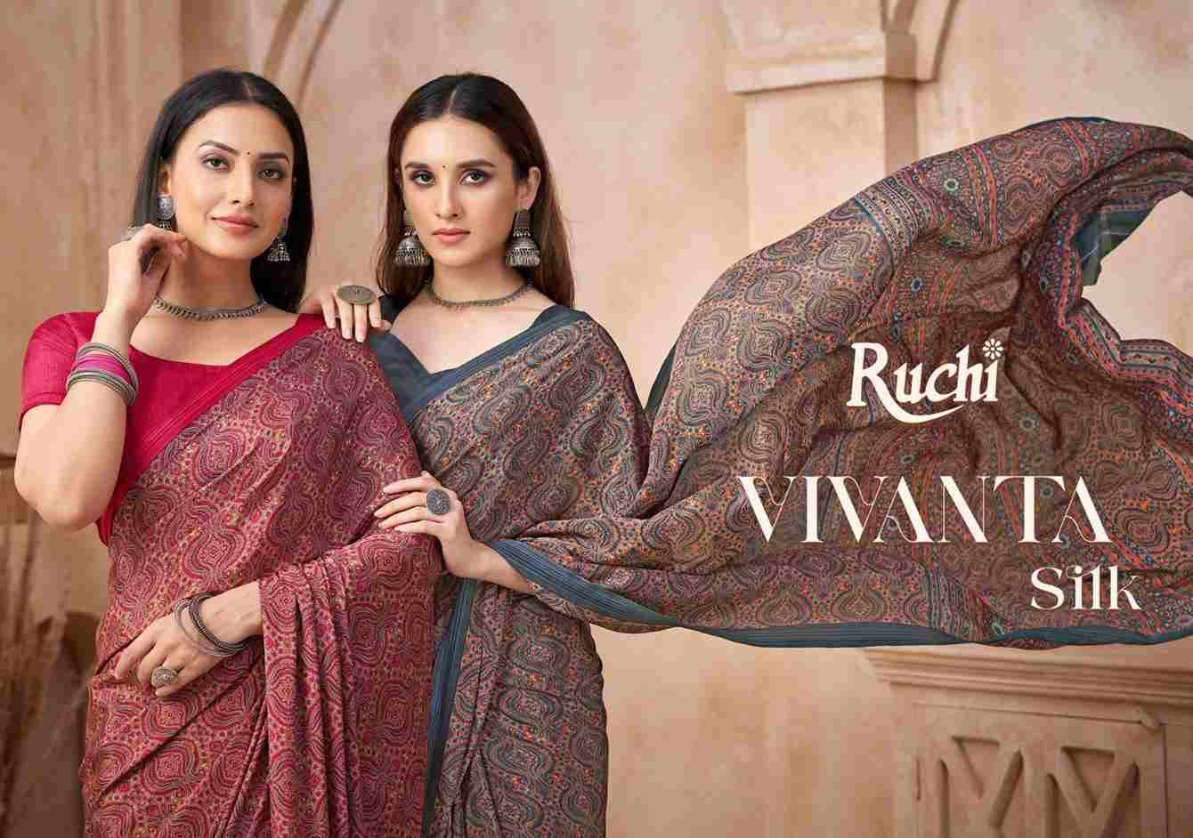 Vivanta Silk Vol-44 By Ruchi Sarees Indian Traditional Wear Collection Beautiful Stylish Fancy Colorful Party Wear & Occasional Wear Crepe Silk Sarees At Wholesale Price