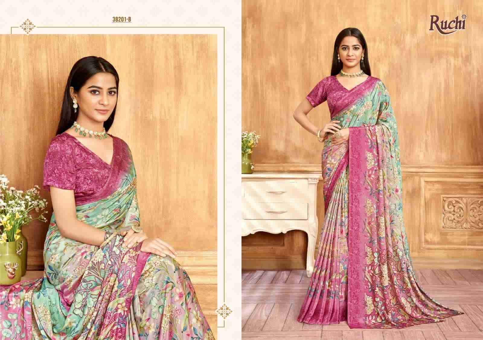 Vivanta Silk By Ruchi Saree 38201-A To 38203-D Series Indian Traditional Wear Collection Beautiful Stylish Fancy Colorful Party Wear & Occasional Wear Crepe Silk Sarees At Wholesale Price