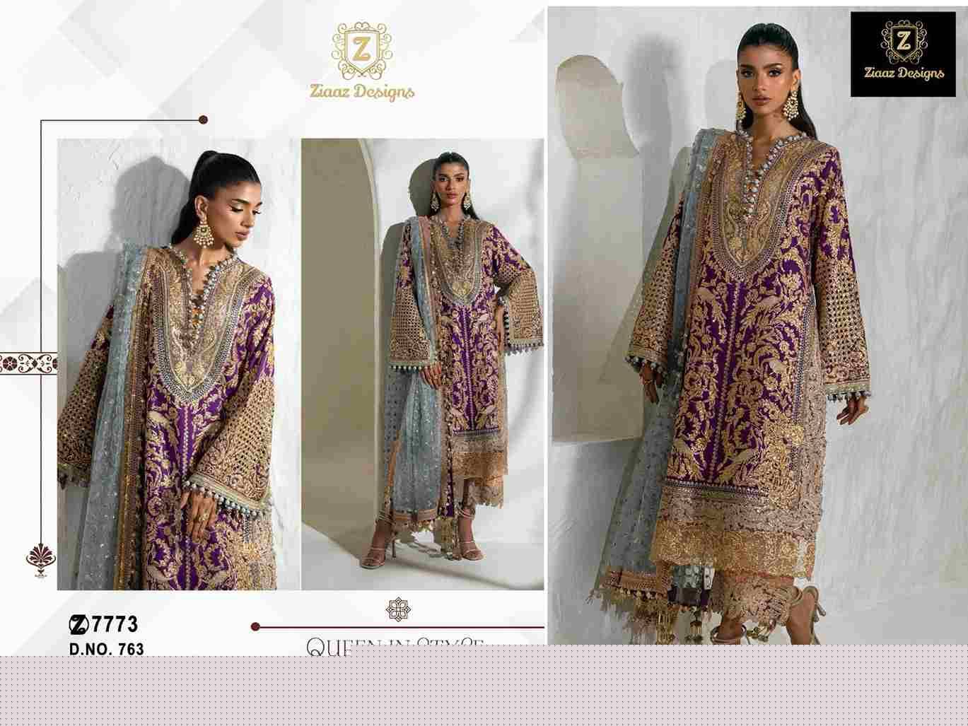 Ziaaz Designs Hit Design 763 By Ziaaz Designs Beautiful Pakistani Suits Colorful Stylish Fancy Casual Wear & Ethnic Wear Georgette Embroidered Dresses At Wholesale Price