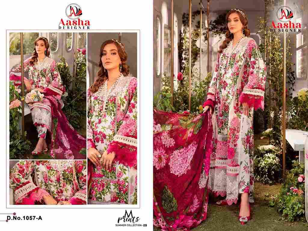 Aasha Hit Design 1057-A By Aasha Designer Wholesale Designer Pakistani Suits Collection Beautiful Stylish Fancy Colorful Party Wear & Occasional Wear Pure Cotton Dresses At Wholesale Price