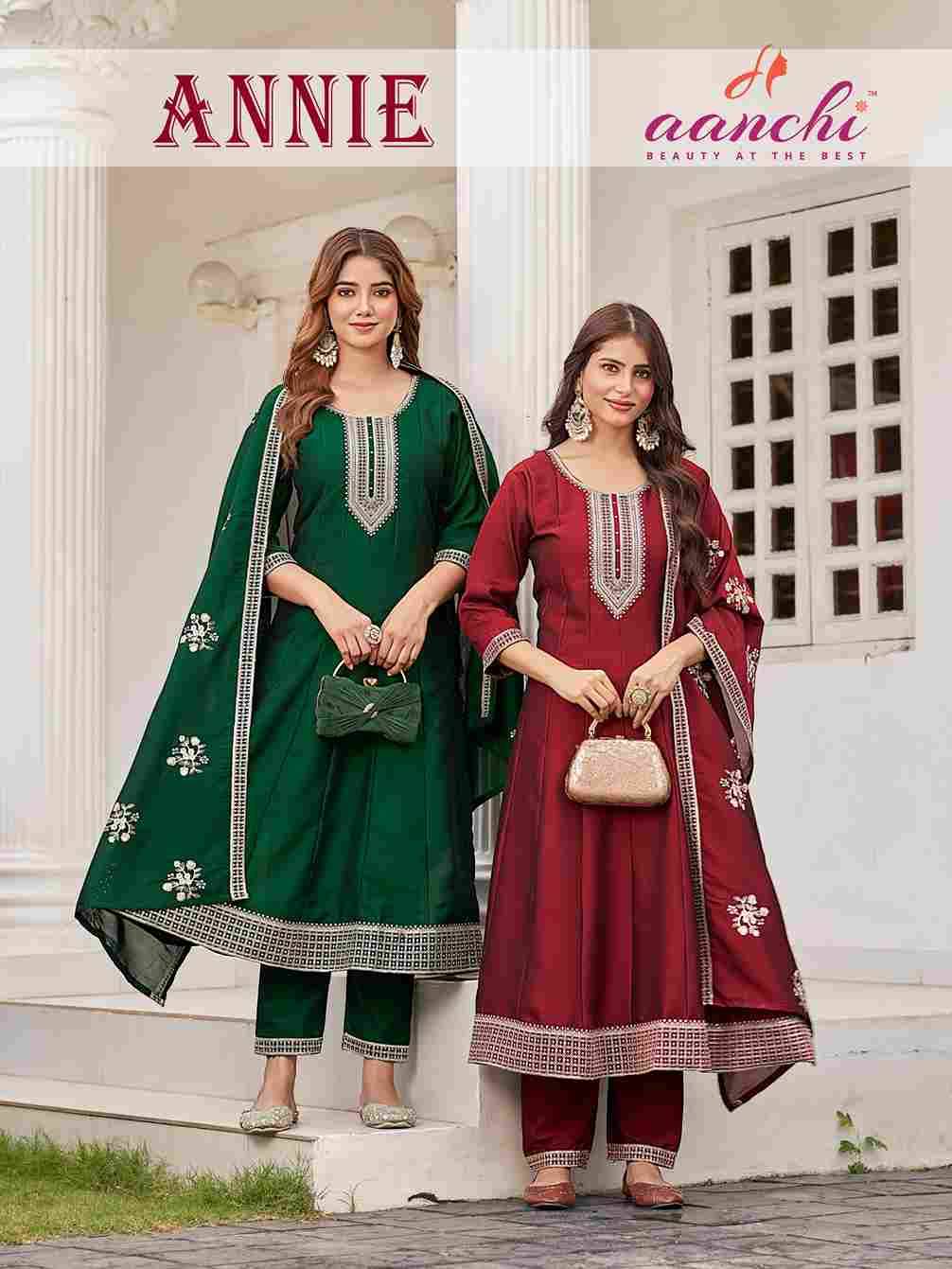Annie By Aanchi 01 To 04 Series Beautiful Suits Colorful Stylish Fancy Casual Wear & Ethnic Wear Silk Dresses At Wholesale Price