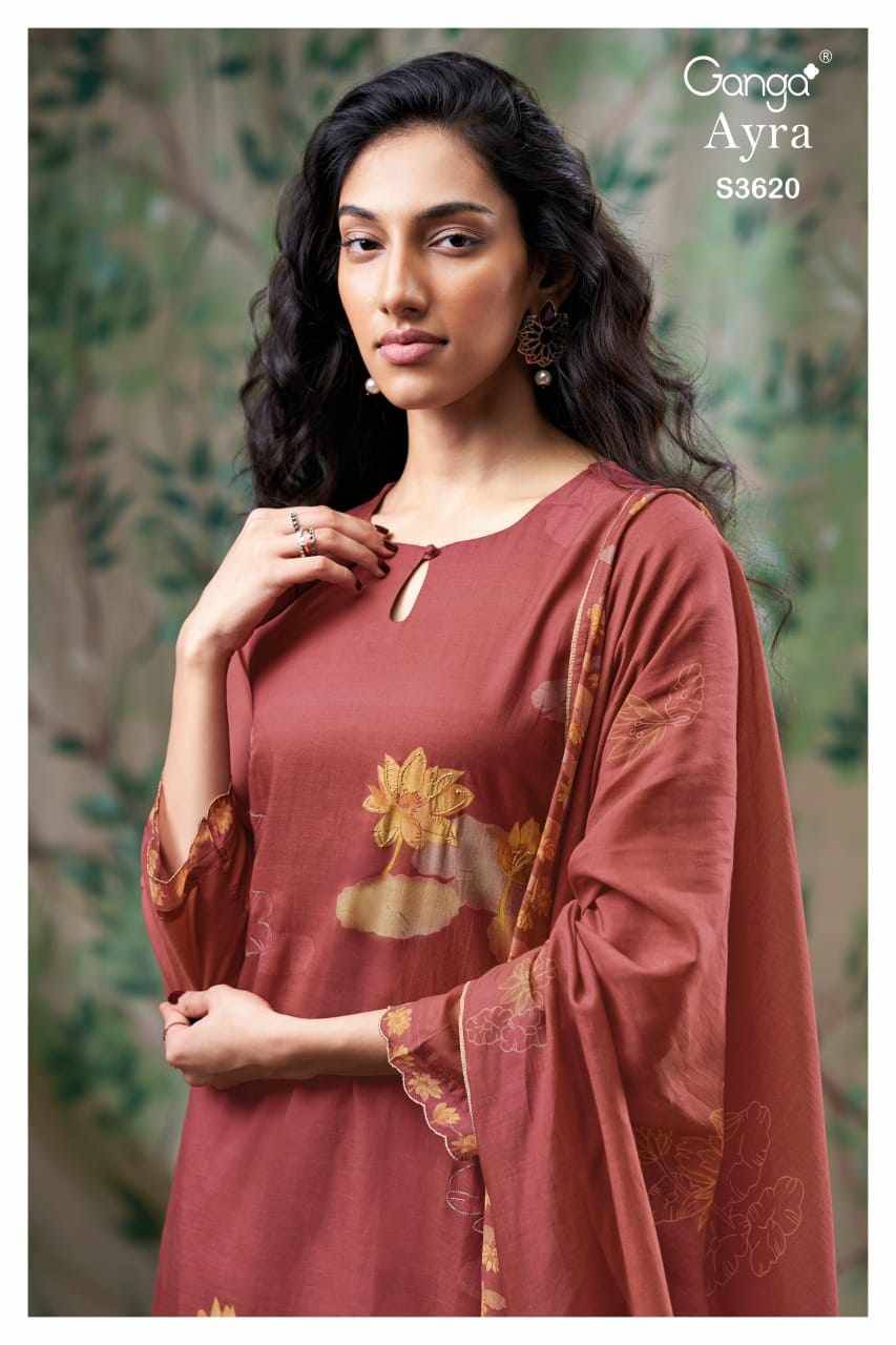 Ayra-3620 By Ganga Fashion 3620-A To 3620-D Series Beautiful Festive Suits Colorful Stylish Fancy Casual Wear & Ethnic Wear Pure Mal Dresses At Wholesale Price