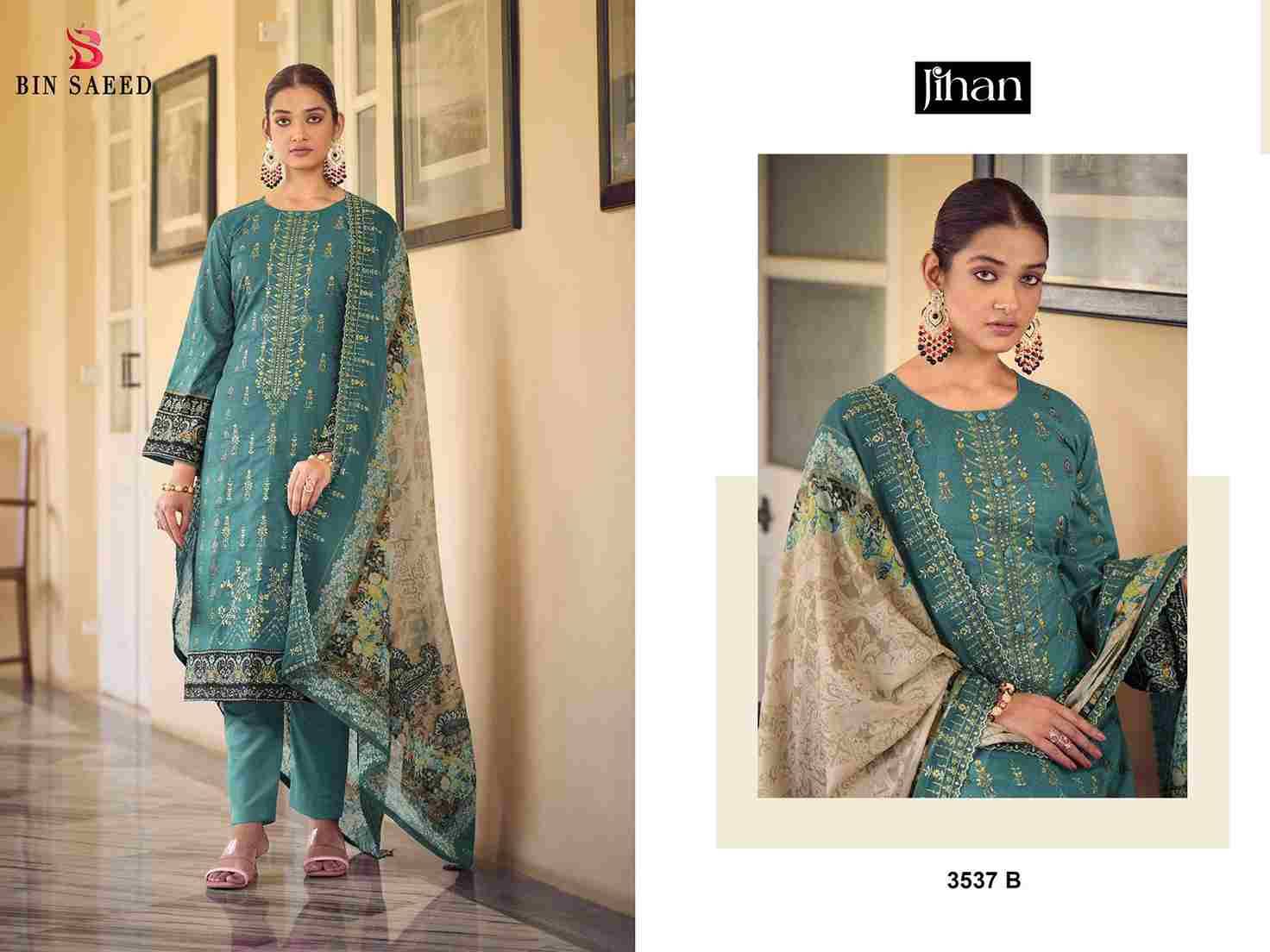 Bin Saeed 3537 Colours By Jihan 3537-A To 3537-D Series Designer Pakistani Suits Beautiful Fancy Stylish Colorful Party Wear & Occasional Wear Pure Lawn Dresses At Wholesale Price