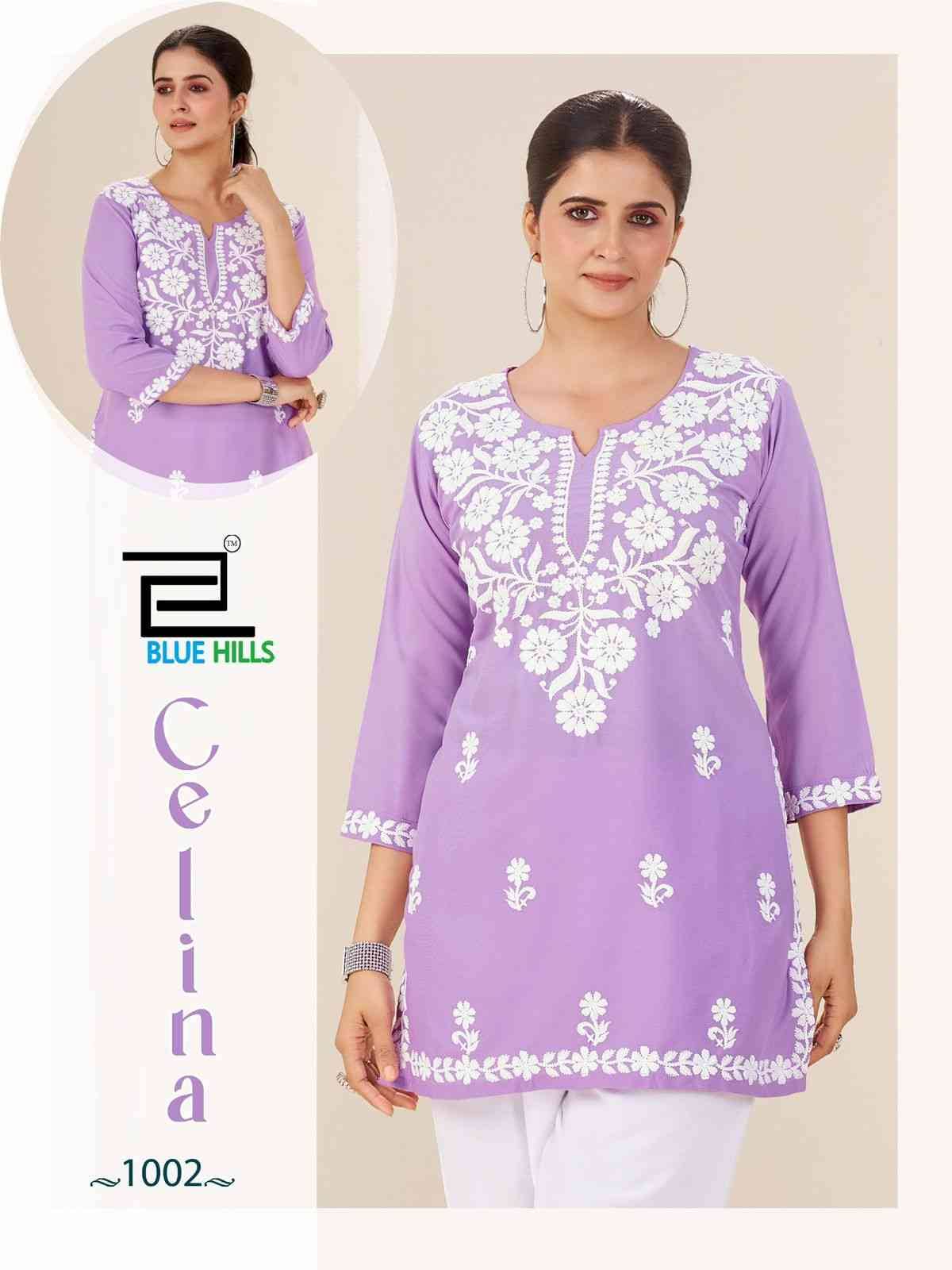 Celina By Blue Hills 1001 To 1004 Series Designer Stylish Fancy Colorful Beautiful Party Wear & Ethnic Wear Collection Rayon Kurtis At Wholesale Price