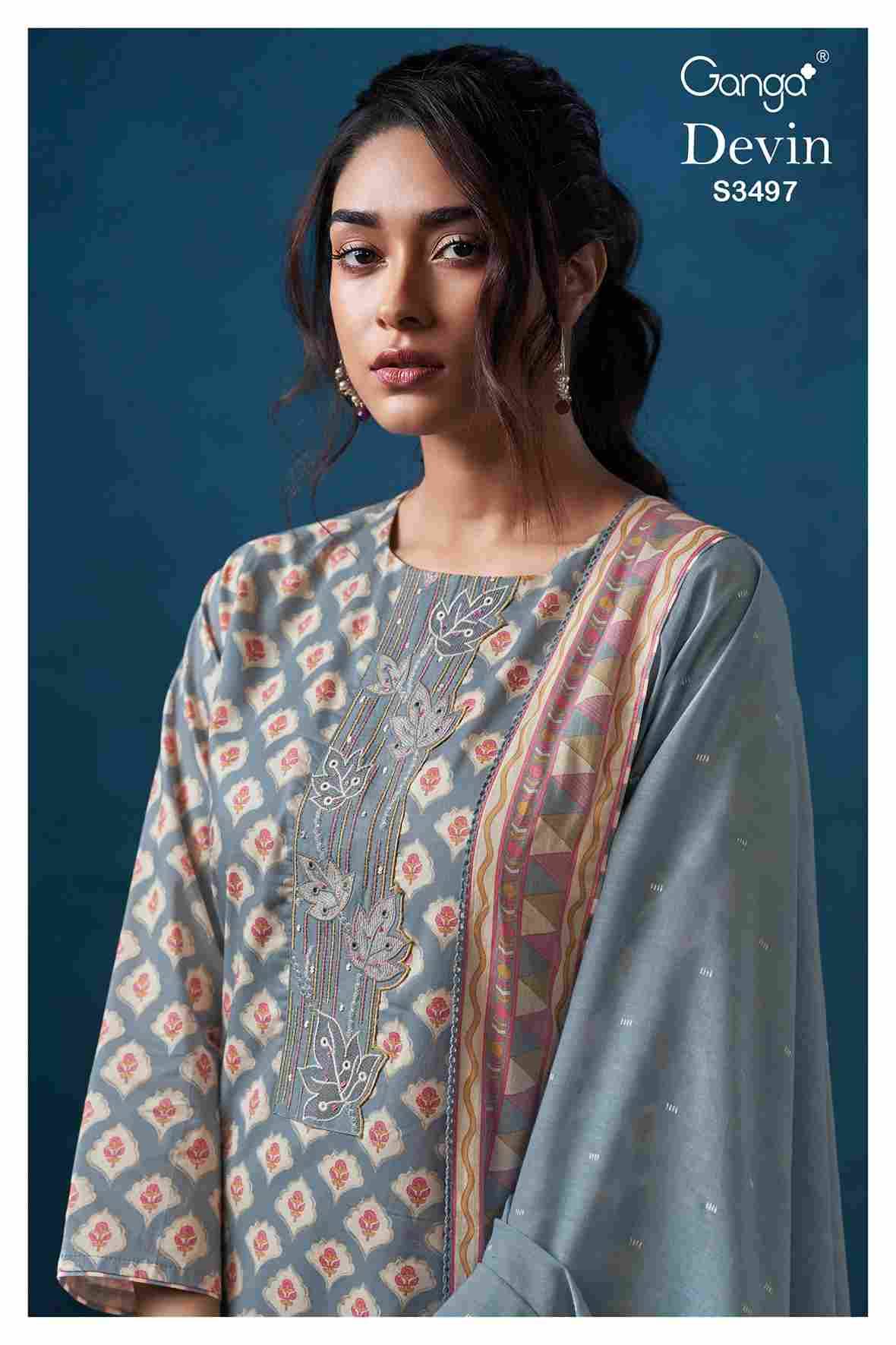 Devin-3497 By Ganga Fashion 3497-A To 3497-D Series Beautiful Festive Suits Colorful Stylish Fancy Casual Wear & Ethnic Wear Pure Cotton Dresses At Wholesale Price