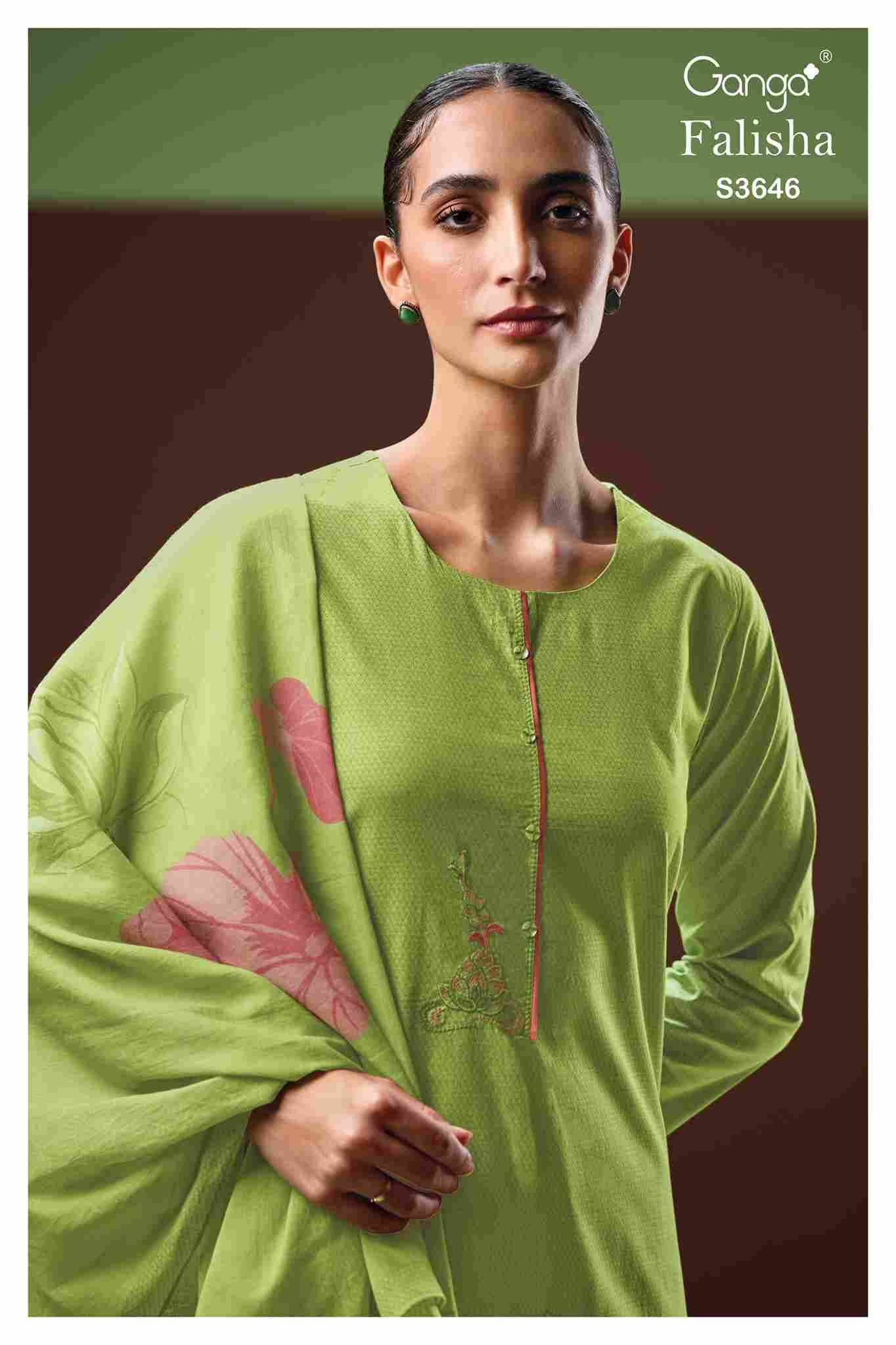 Falisha-3646 By Ganga Fashion 3646-A To 3646-D Series Beautiful Festive Suits Colorful Stylish Fancy Casual Wear & Ethnic Wear Pure Cotton Dresses At Wholesale Price