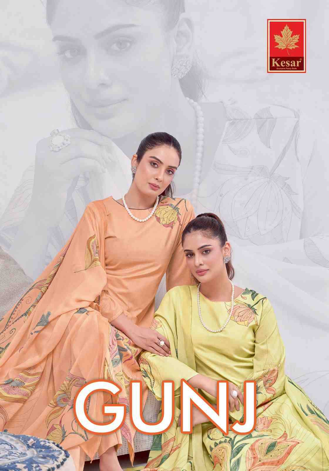 Gunj By Kesar 10001 To 10004 Series Designer Festive Suits Collection Beautiful Stylish Fancy Colorful Party Wear & Occasional Wear Pure Cambric Dresses At Wholesale Price