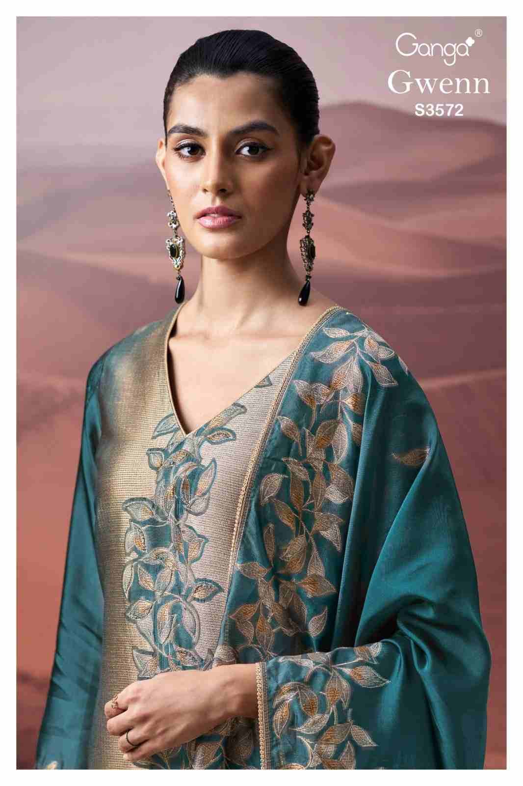 Gwenn-3572 By Ganga Fashion 3572-A To 3572-D Series Beautiful Festive Suits Colorful Stylish Fancy Casual Wear & Ethnic Wear Pure Viscose Silk Jacquard Dresses At Wholesale Price