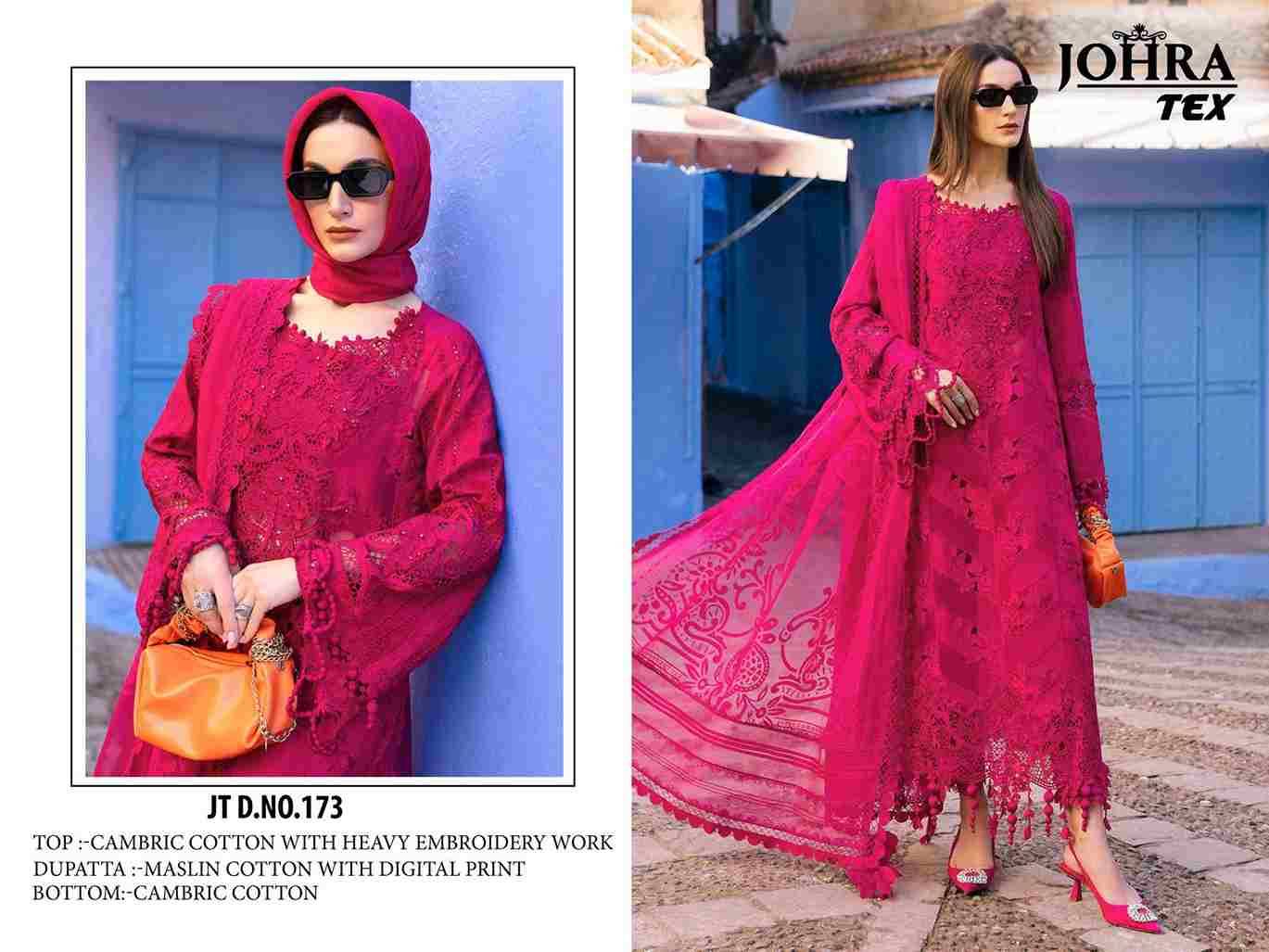 Johra Hit Design 173 By Johra Tex Beautiful Pakistani Suits Colorful Stylish Fancy Casual Wear & Ethnic Wear Cambric Cotton Embroidered Dresses At Wholesale Price