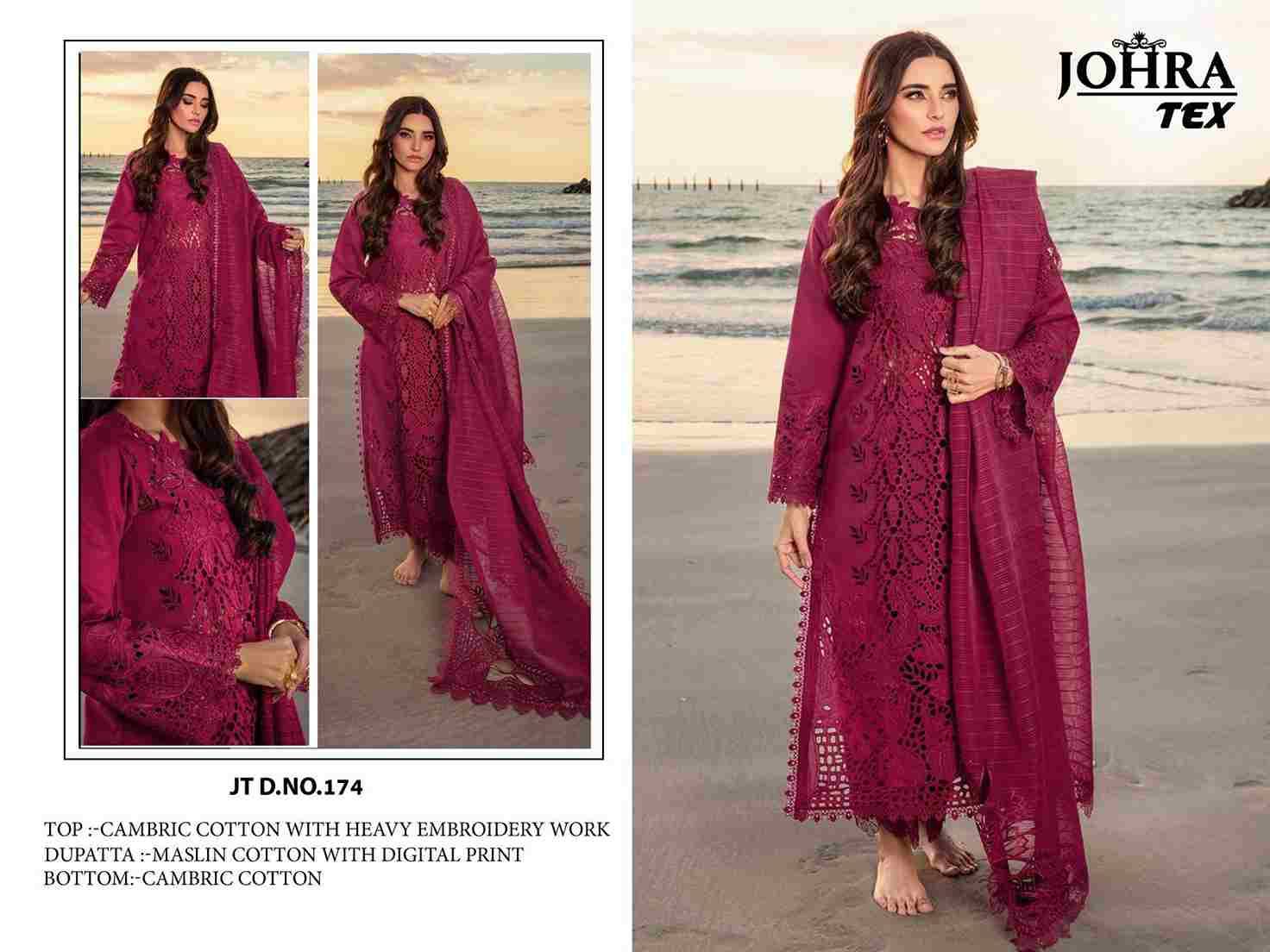 Johra Hit Design 174 By Johra Tex Beautiful Pakistani Suits Colorful Stylish Fancy Casual Wear & Ethnic Wear Cambric Cotton Embroidered Dresses At Wholesale Price
