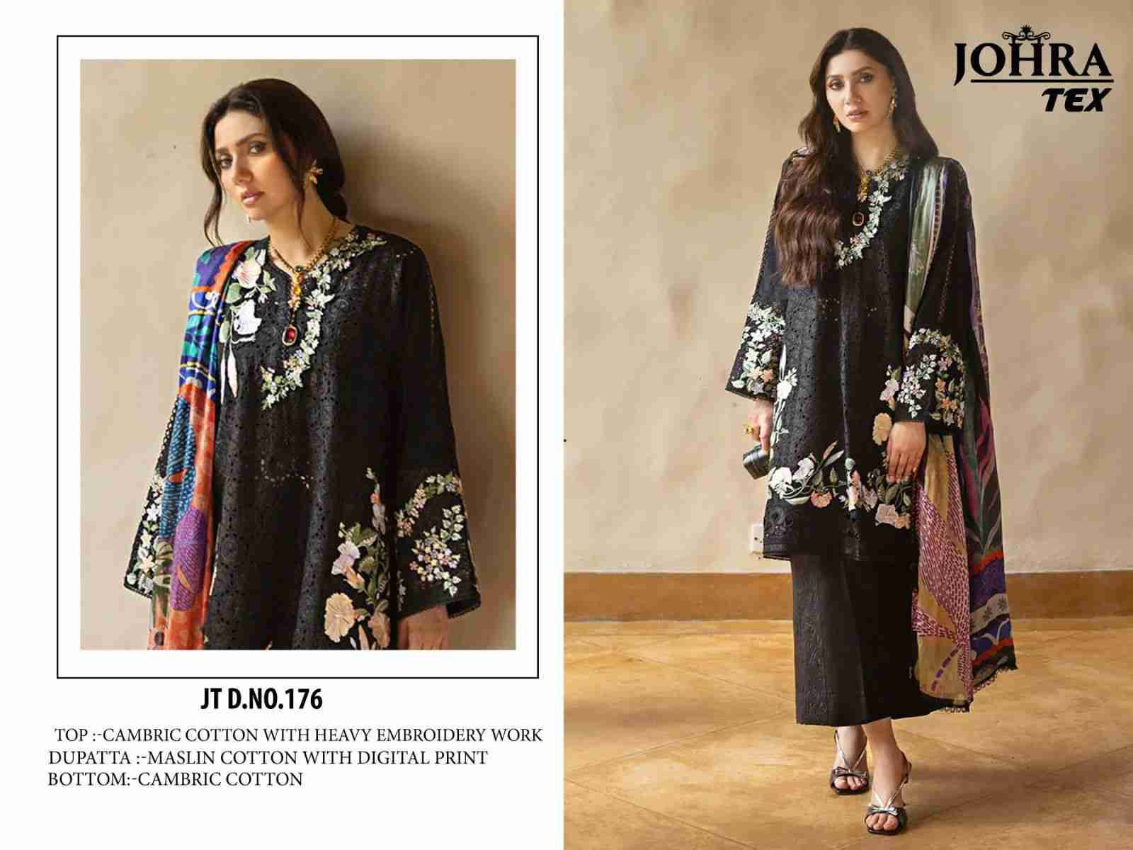 Johra Hit Design 176 By Johra Tex Beautiful Pakistani Suits Colorful Stylish Fancy Casual Wear & Ethnic Wear Cambric Cotton Embroidered Dresses At Wholesale Price