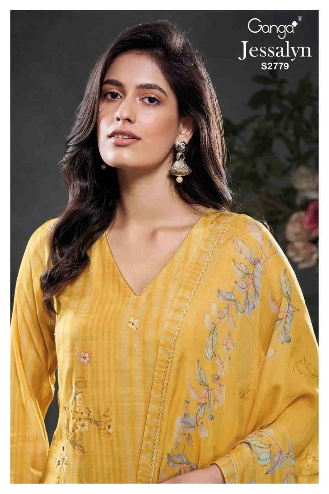 Jessalyn-2779 By Ganga Fashion 2779-A To 2779-C Series Beautiful Festive Suits Colorful Stylish Fancy Casual Wear & Ethnic Wear Bemberg Silk Dresses At Wholesale Price