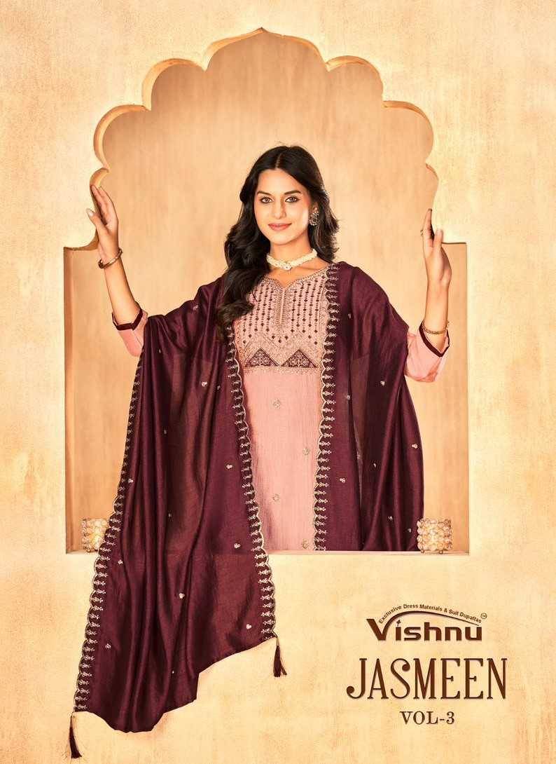 Jasmeen Vol-3 By Vishnu 26001 To 26011 Series Beautiful Stylish Festive Suits Fancy Colorful Casual Wear & Ethnic Wear & Ready To Wear Vichitra Silk Dresses At Wholesale Price